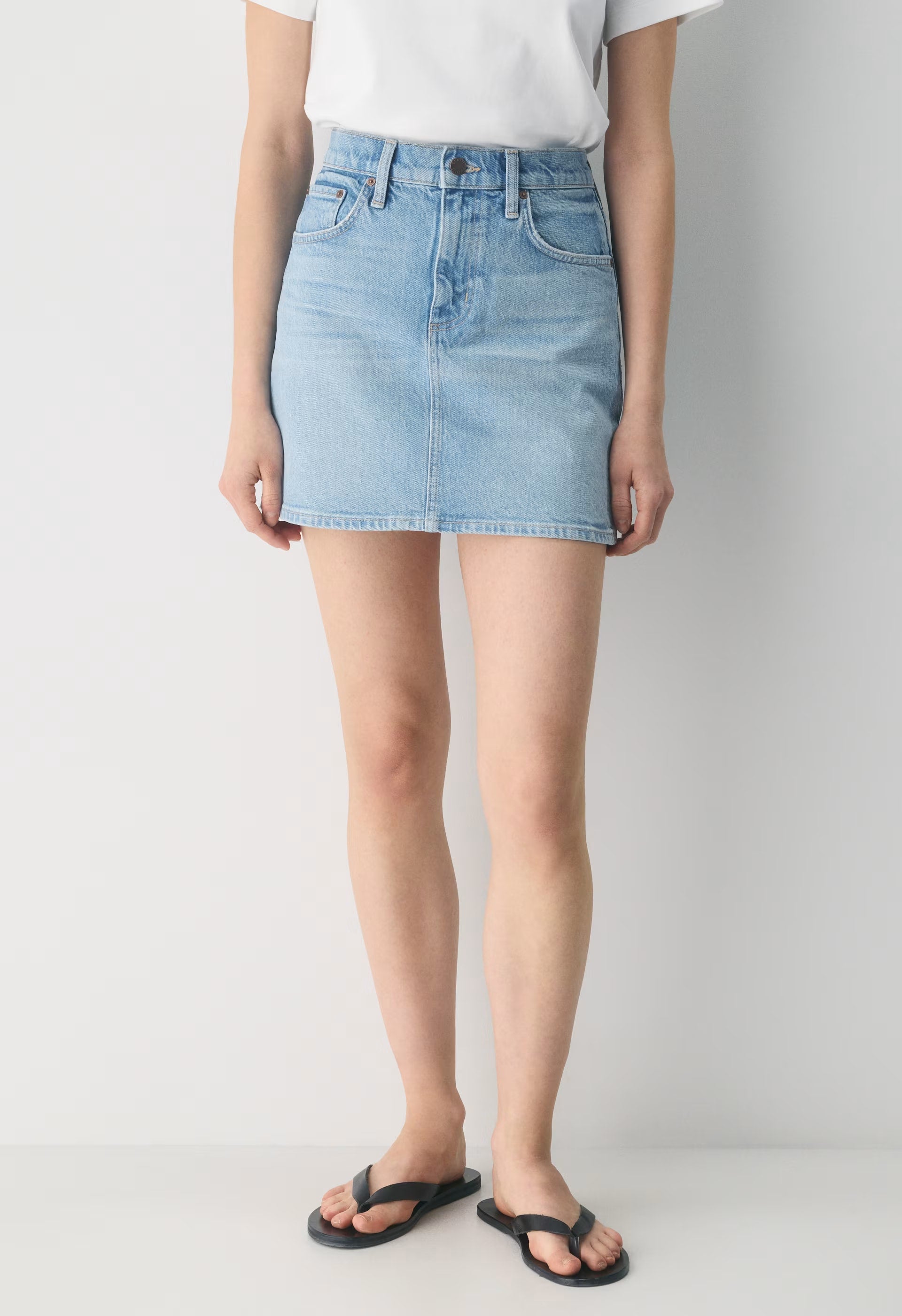 Denim Forum Julia Micro Denim Skirt - VINTAGE LIGHT BLUE