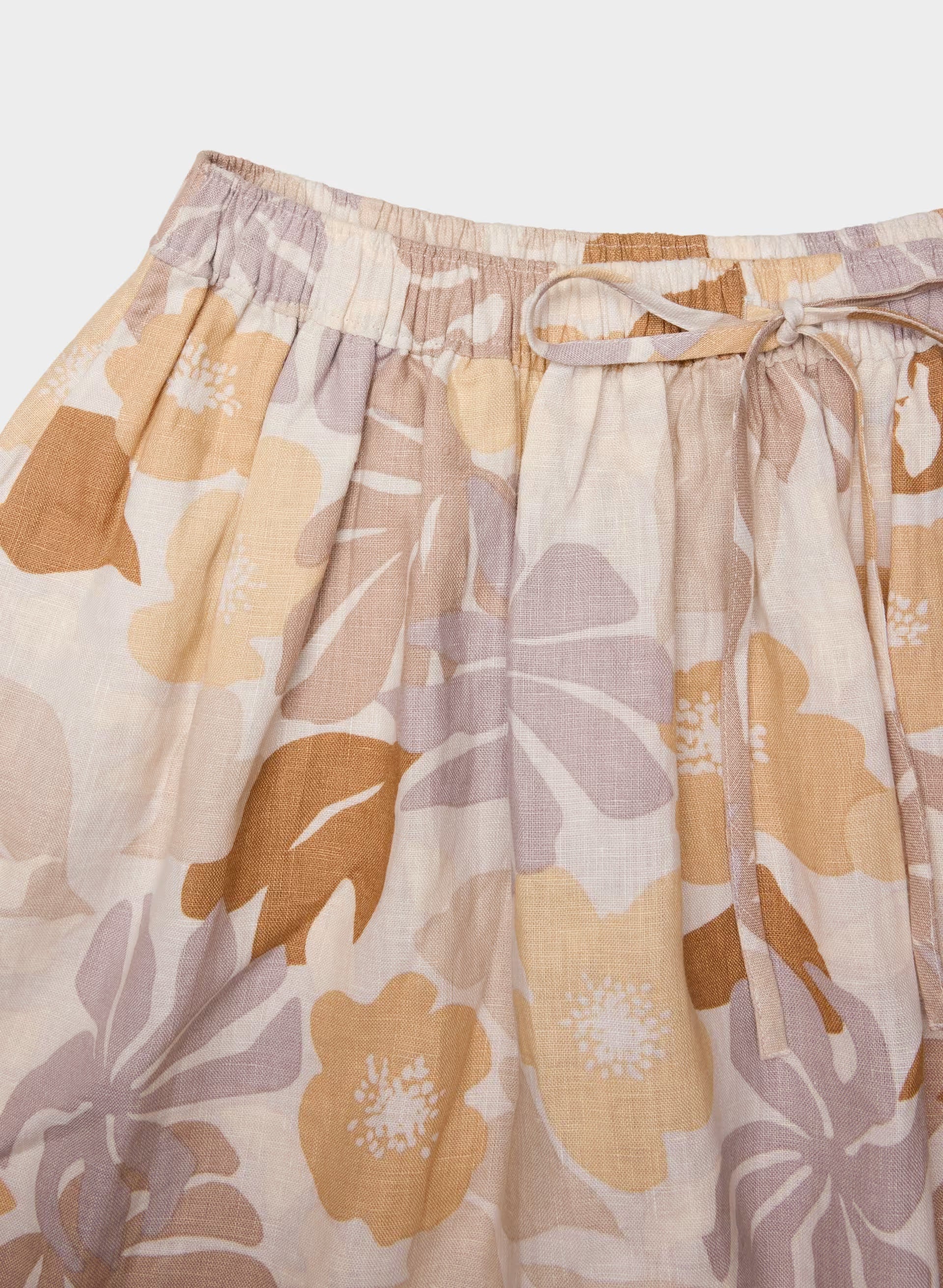 Socialite Linen Skirt - BARE ROSE/ YELLOW