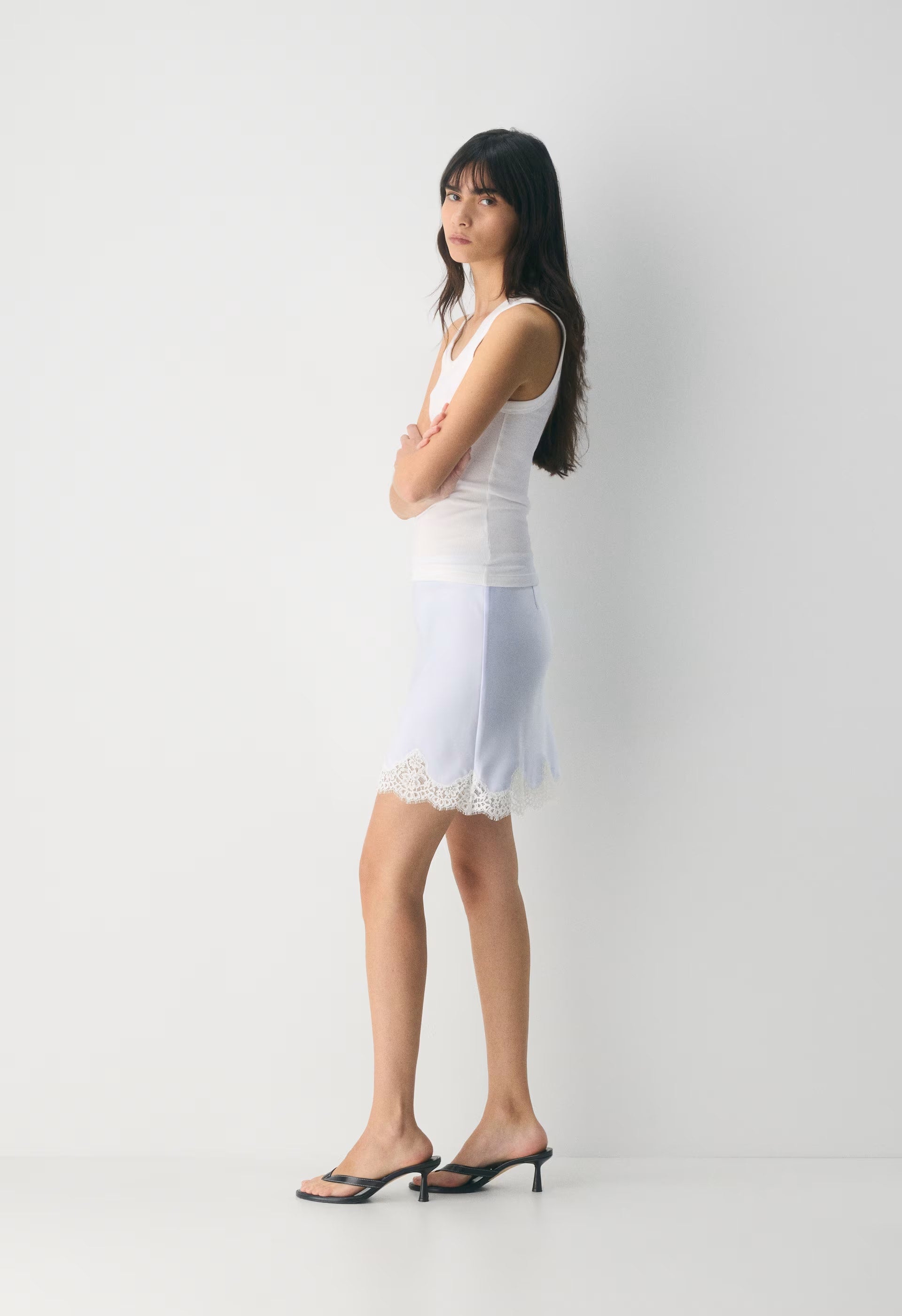 Henrietta Satin Mini Skirt - GLIMMER/LT BIRCH