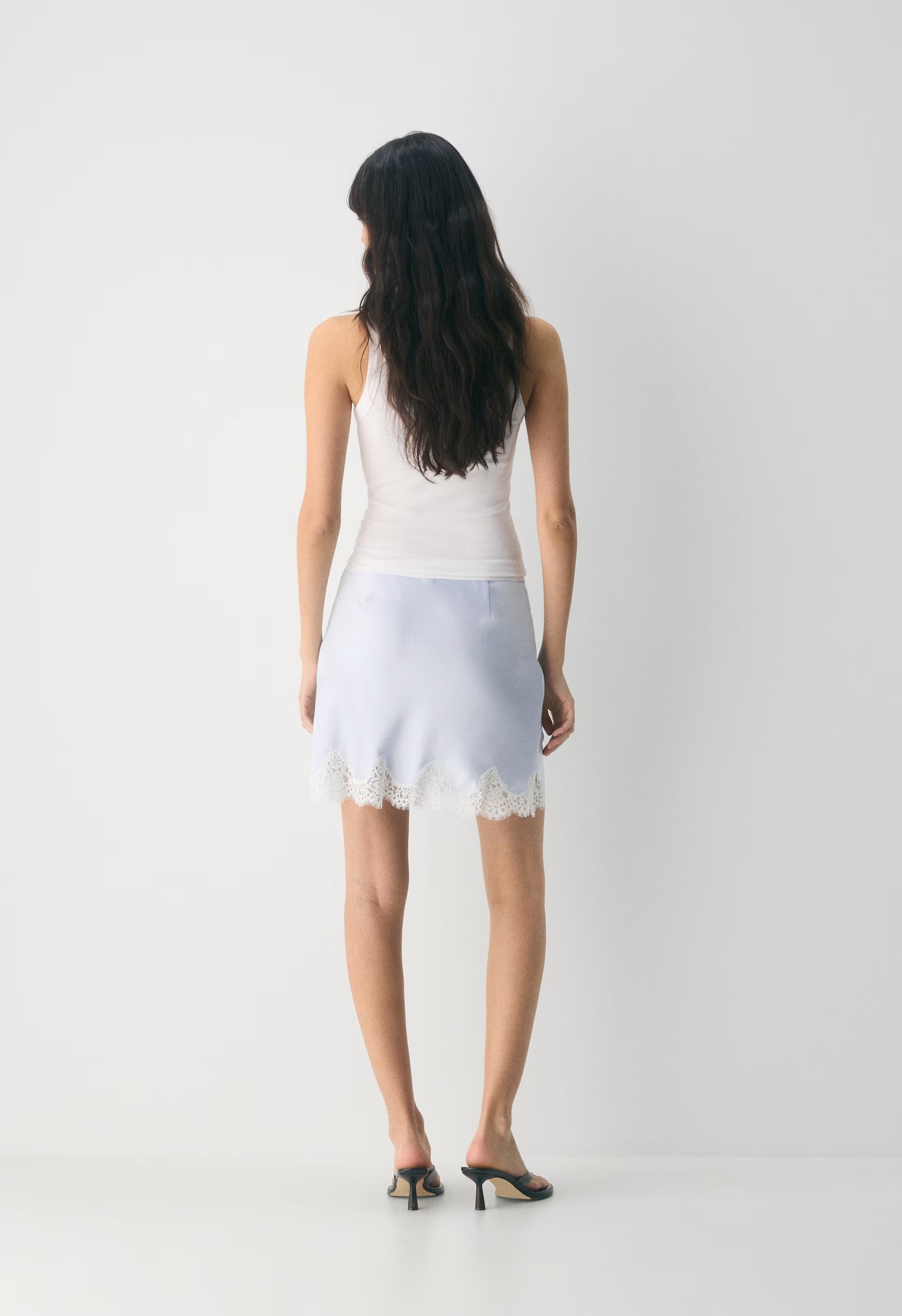 Henrietta Satin Mini Skirt - GLIMMER/LT BIRCH