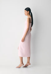 '90s Slit Satin Midi Dress - VILLA PINK