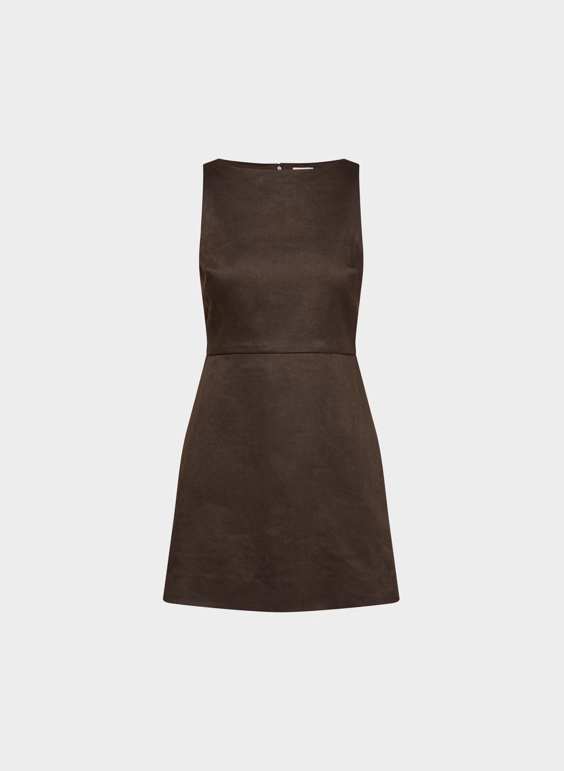 Bond Linen Dress - RICH MOCHA BROWN
