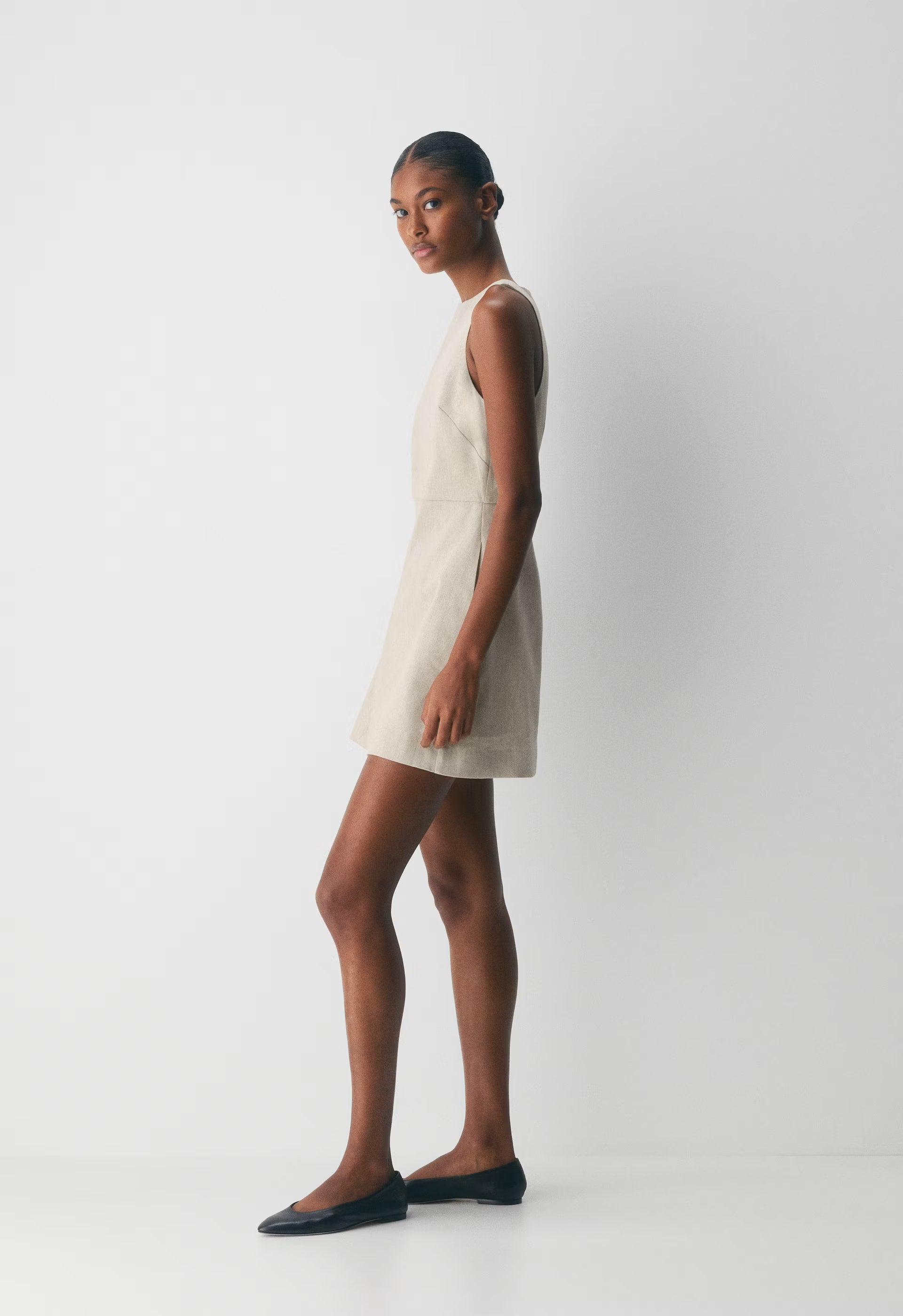 Bond Linen Dress - CBT STRP UNDYD ECR/WT