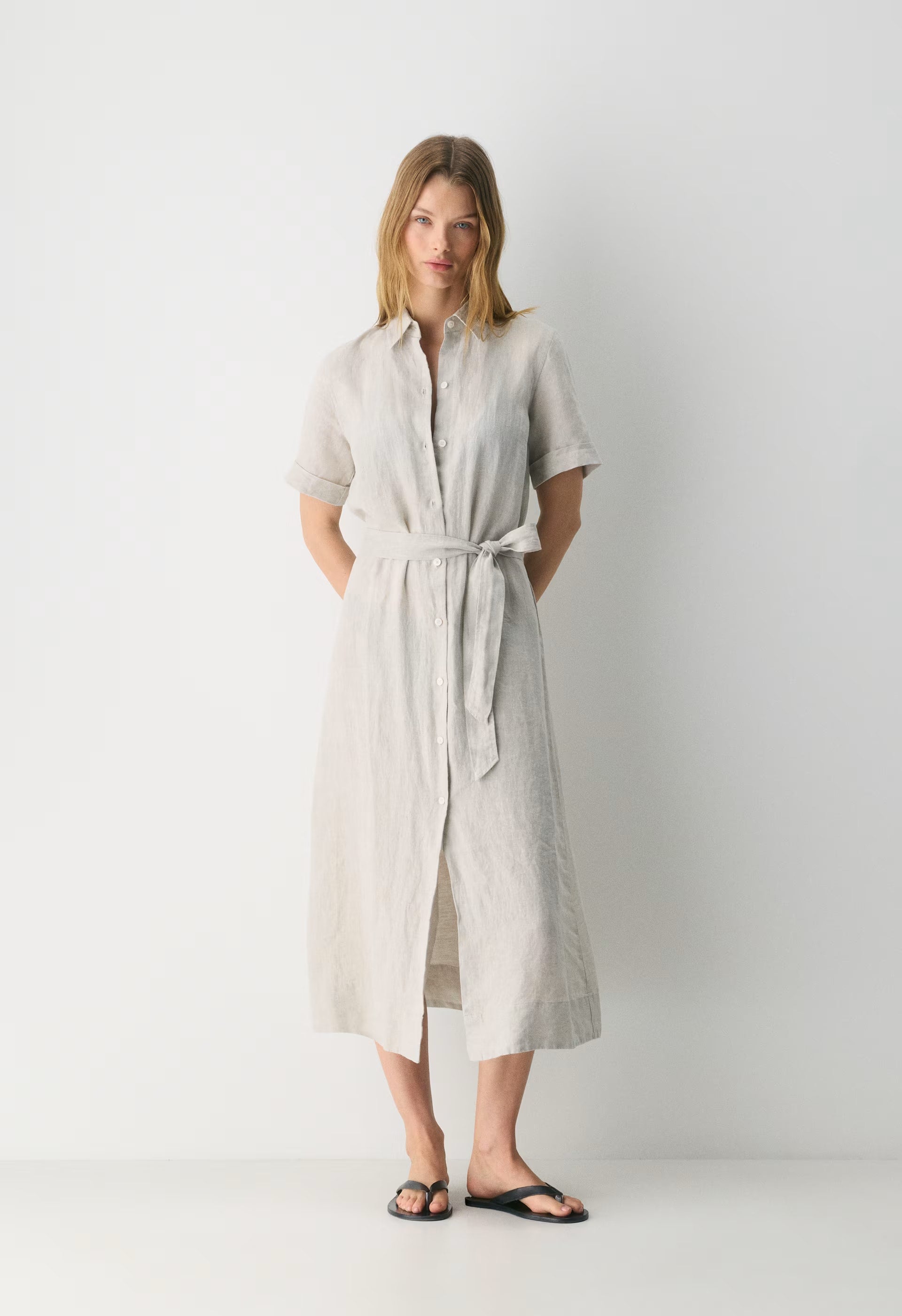 Eleta Linen Maxi Dress - WHITE/YELLOW