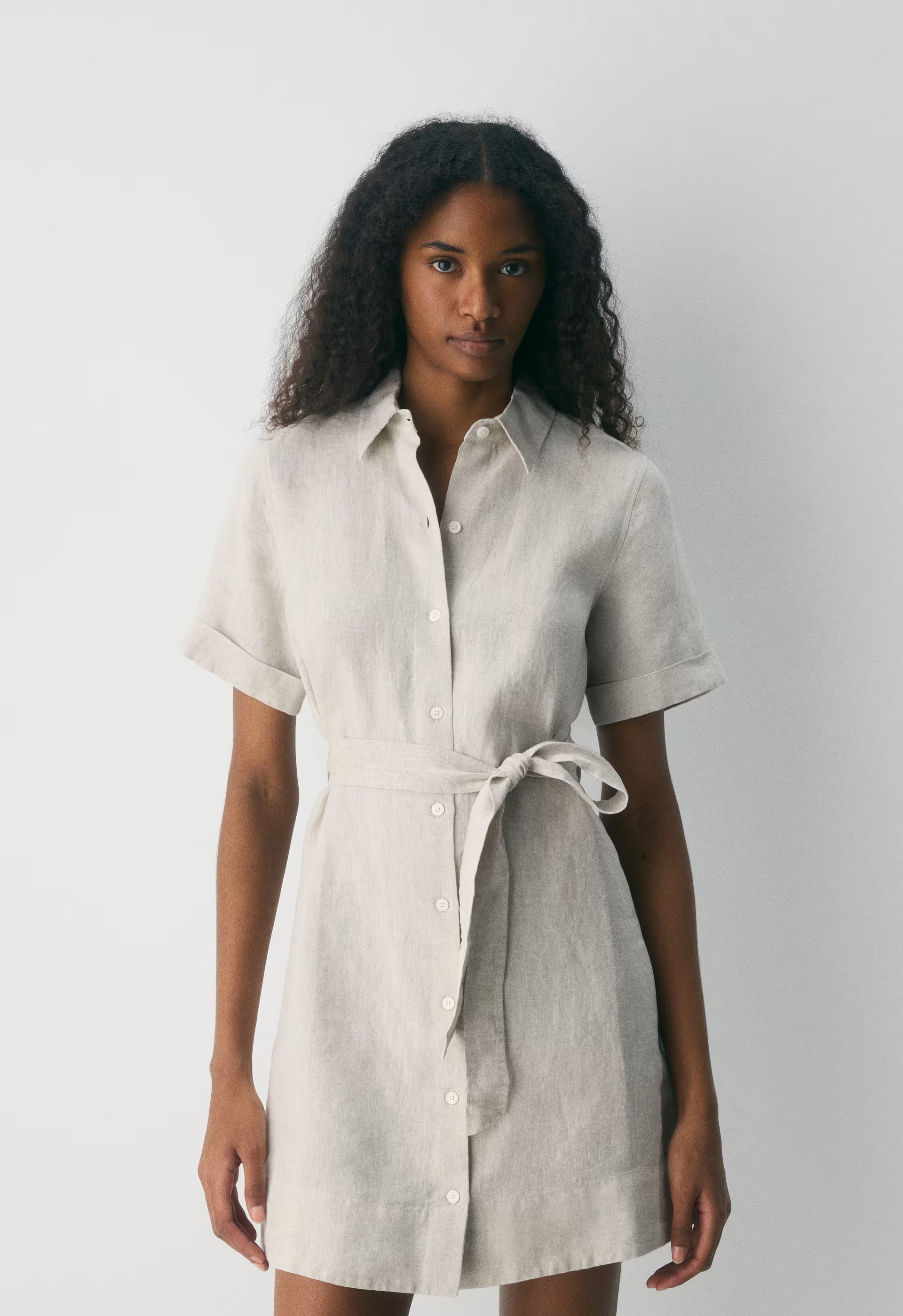 Eleta Linen Mini Dress - UNDYED ECRU