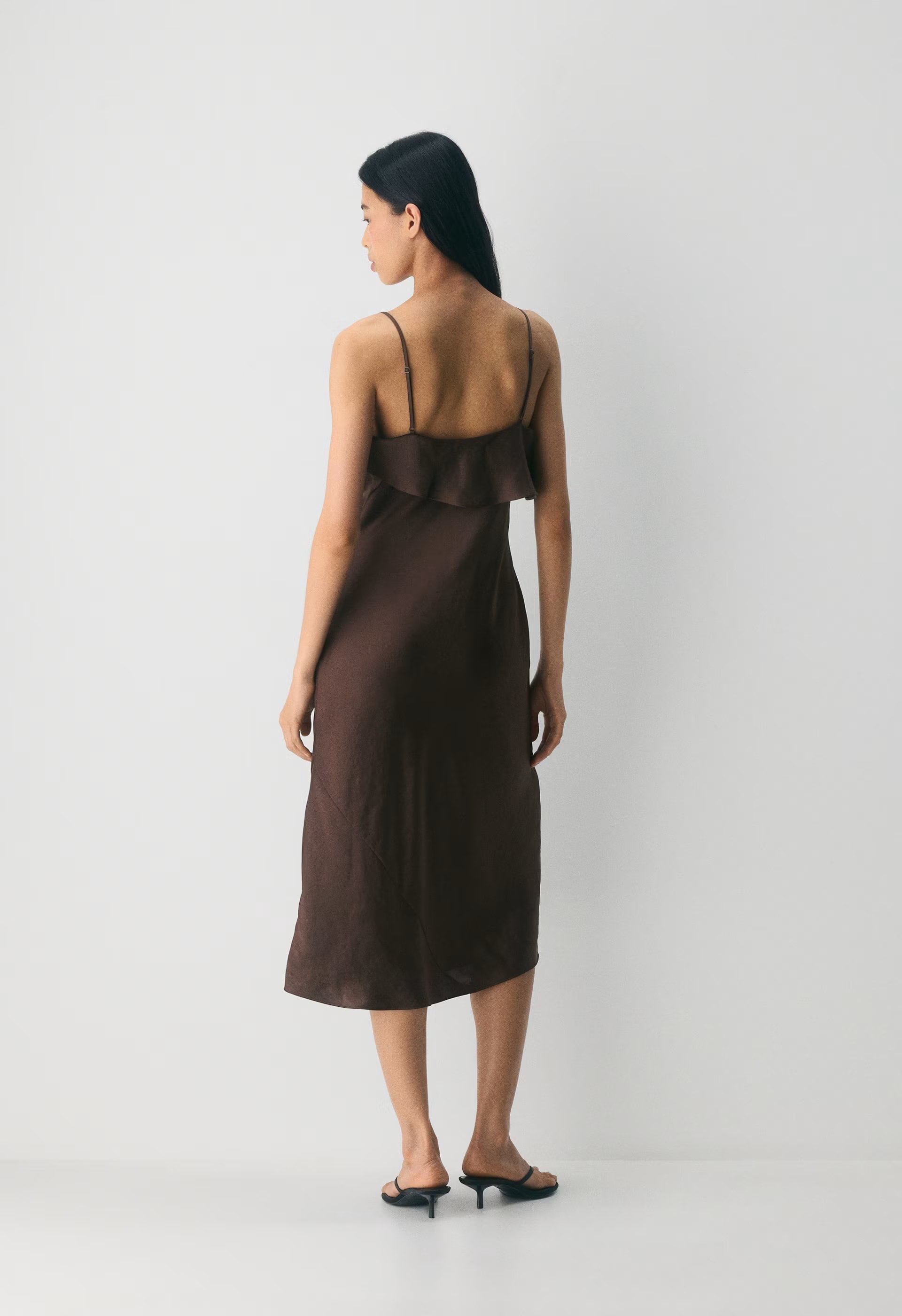 Cannelle Satin Dress - RICH MOCHA BROWN