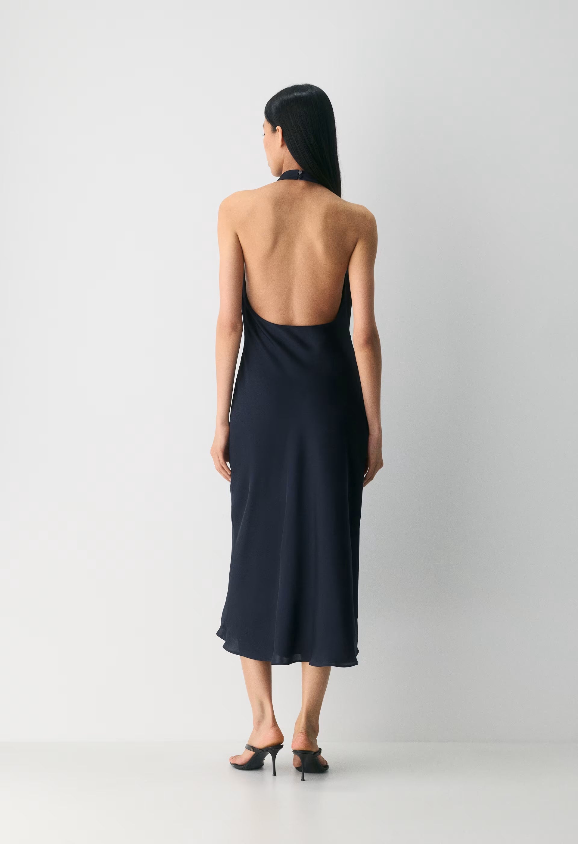 Audience Satin Maxi Halter Dress - ADMIRAL