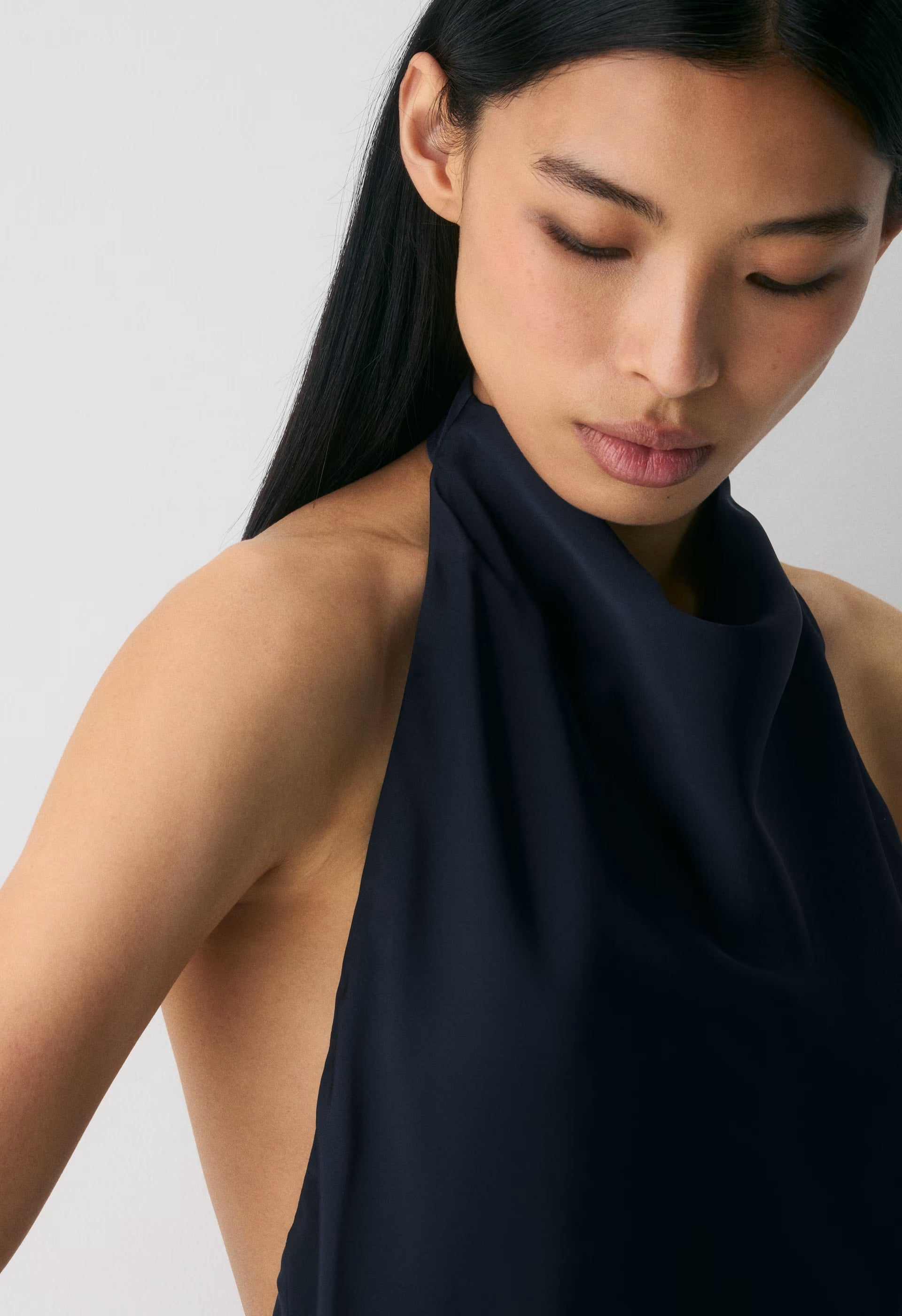 Audience Satin Maxi Halter Dress - ADMIRAL