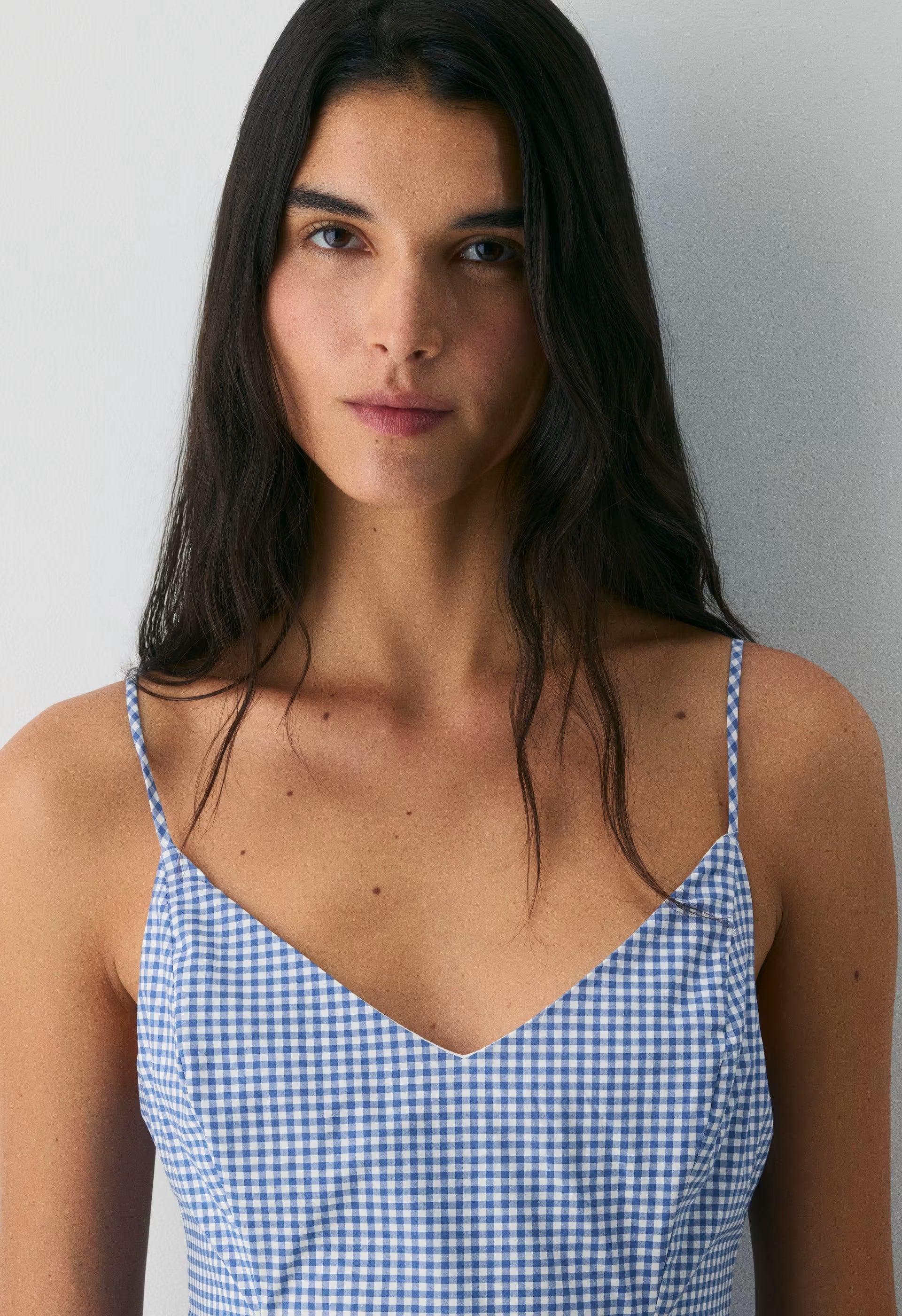 Technique Poplin Cami Dress - SRPHN CHCK WT/FRNCH BL