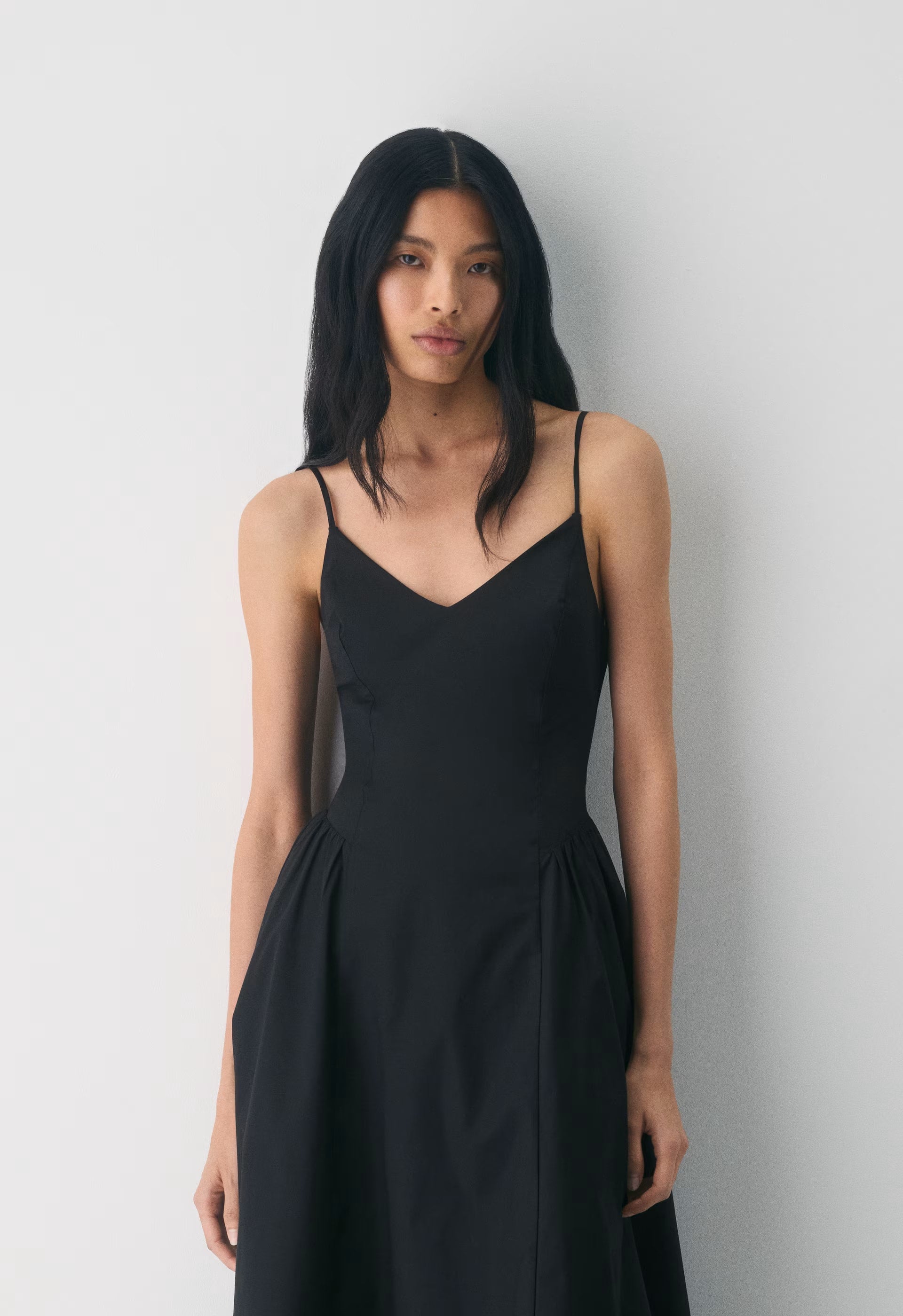 Technique Poplin Cami Dress - BLACK
