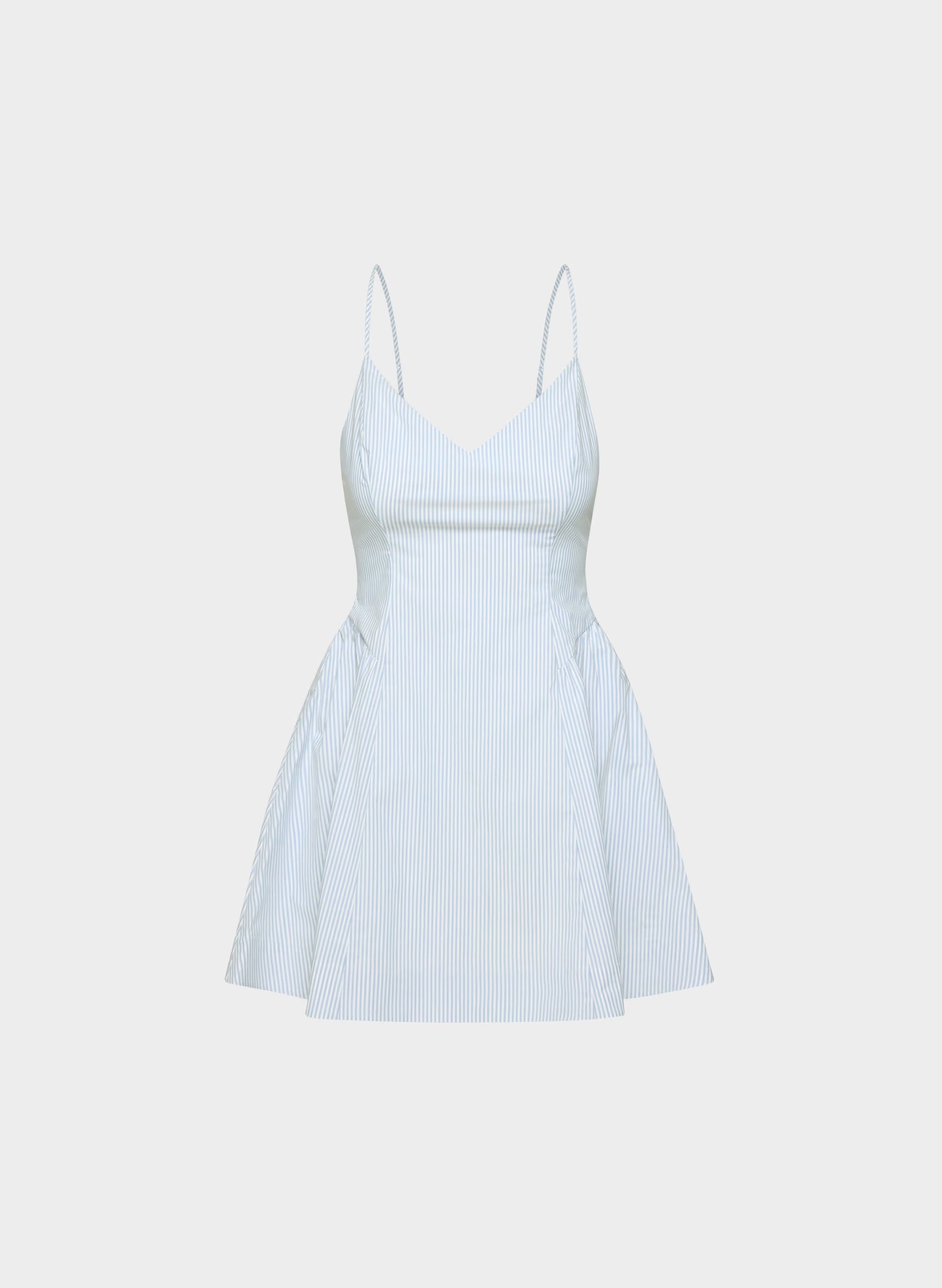Technique Poplin Mini Cami Dress - WLSN STRP CRFL BL/WHT