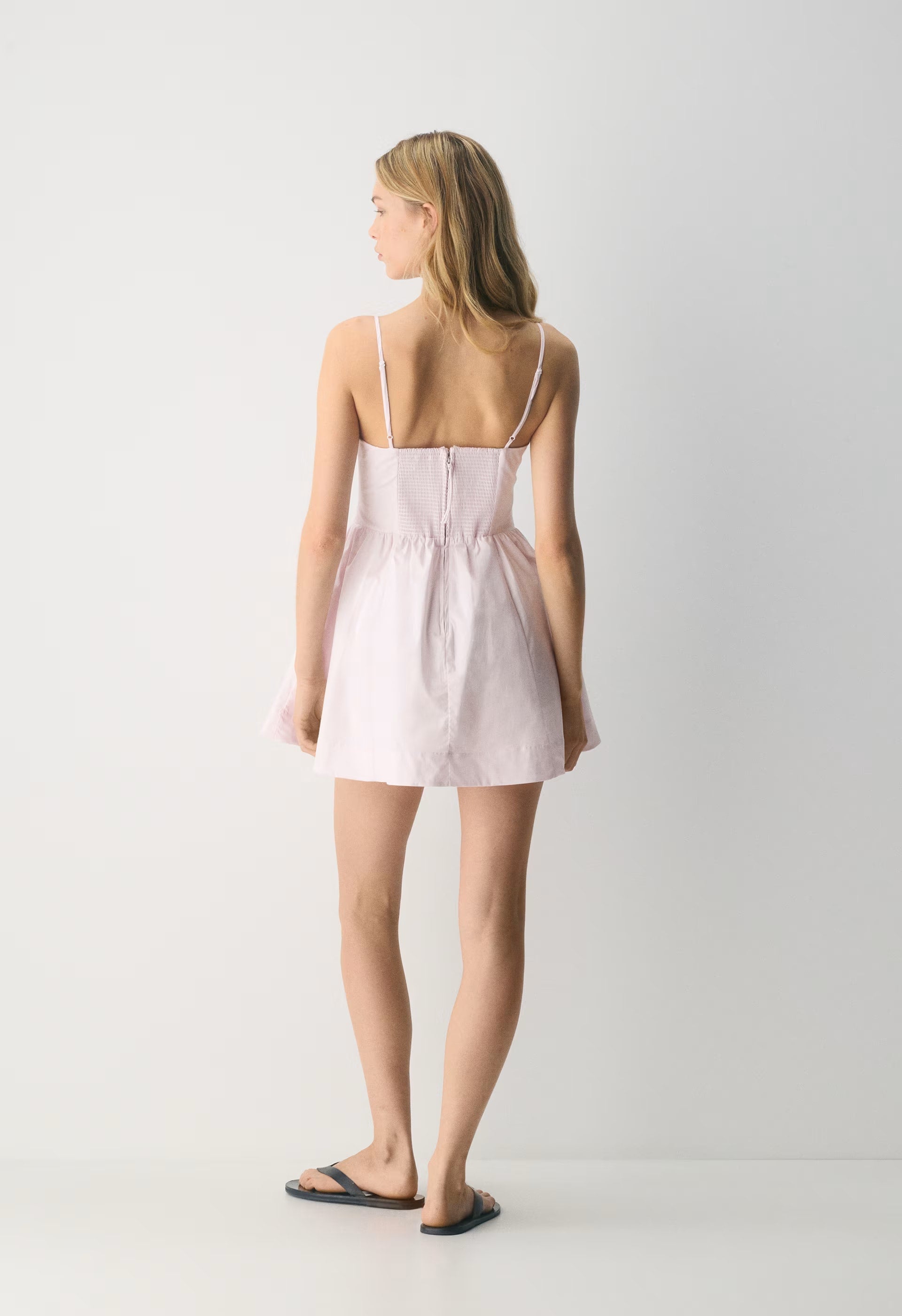 Technique Poplin Mini Cami Dress - INGRD STRP VL PK/B WH