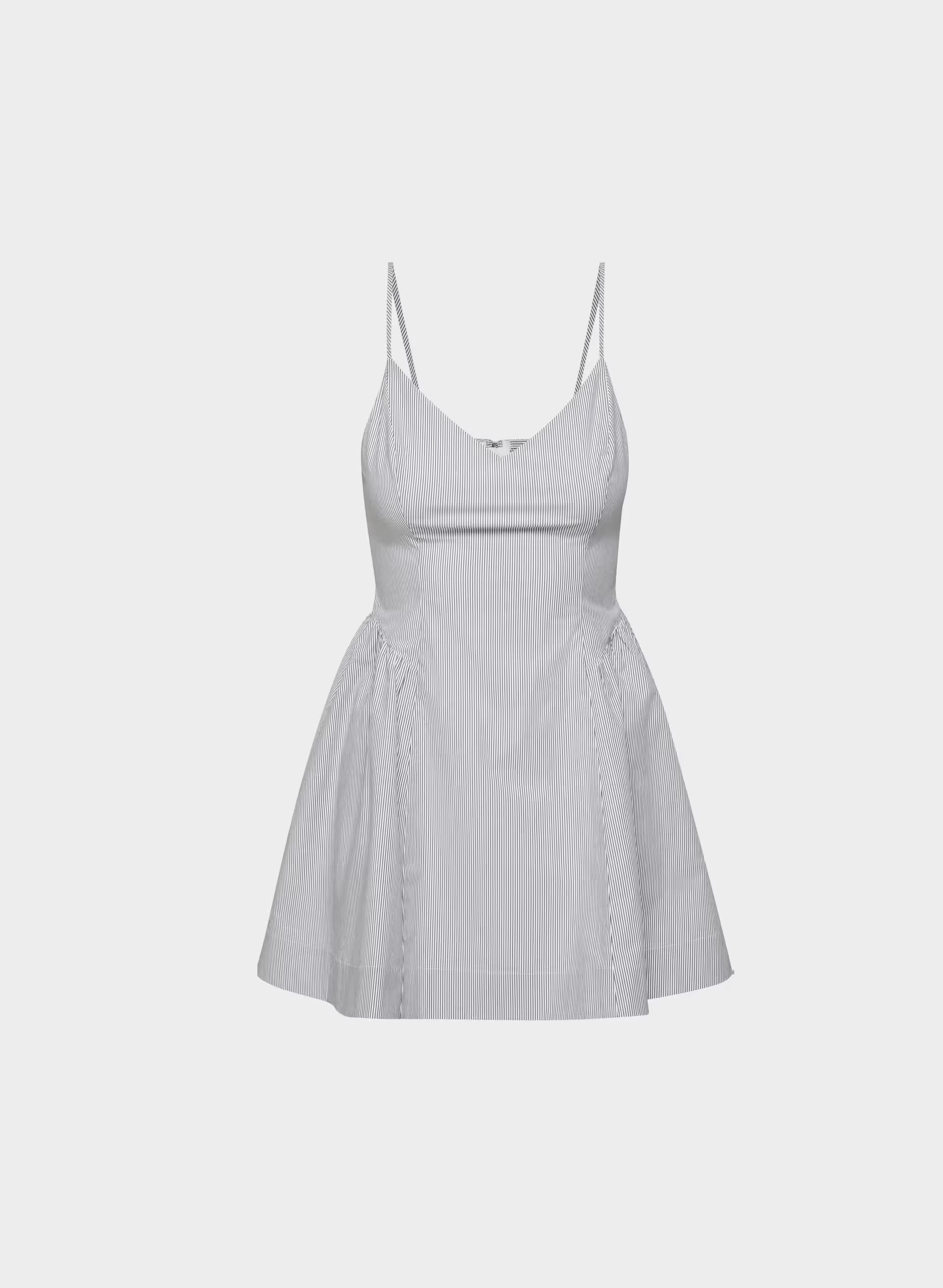 Technique Poplin Mini Cami Dress - INGRD STRP ADMRL/WHT