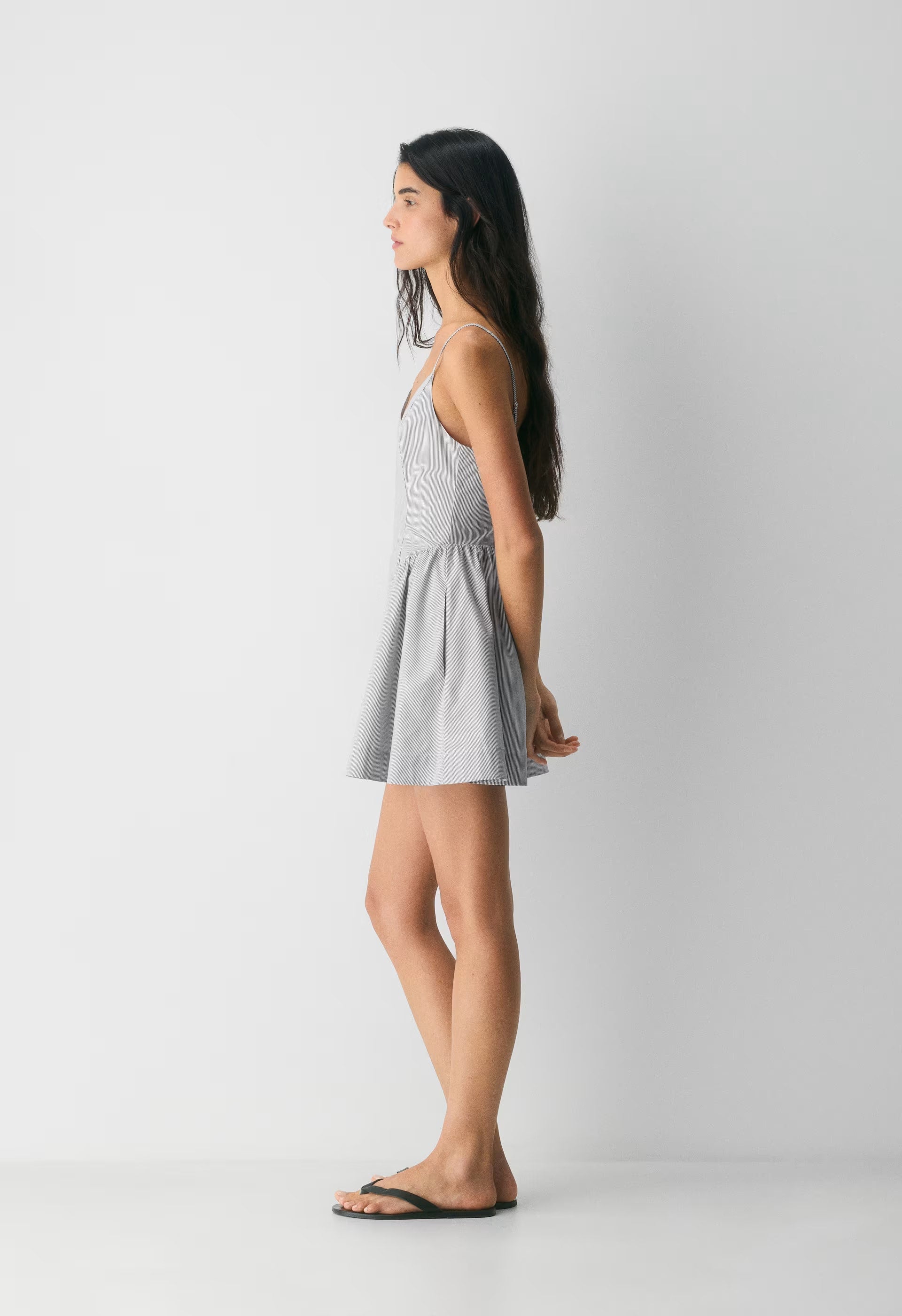 Technique Poplin Mini Cami Dress - INGRD STRP ADMRL/WHT