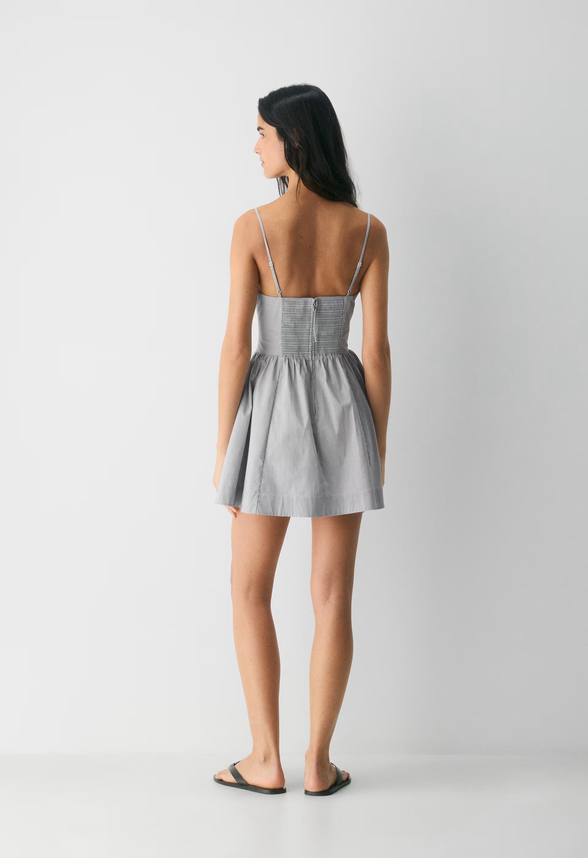 Technique Poplin Mini Cami Dress - INGRD STRP ADMRL/WHT