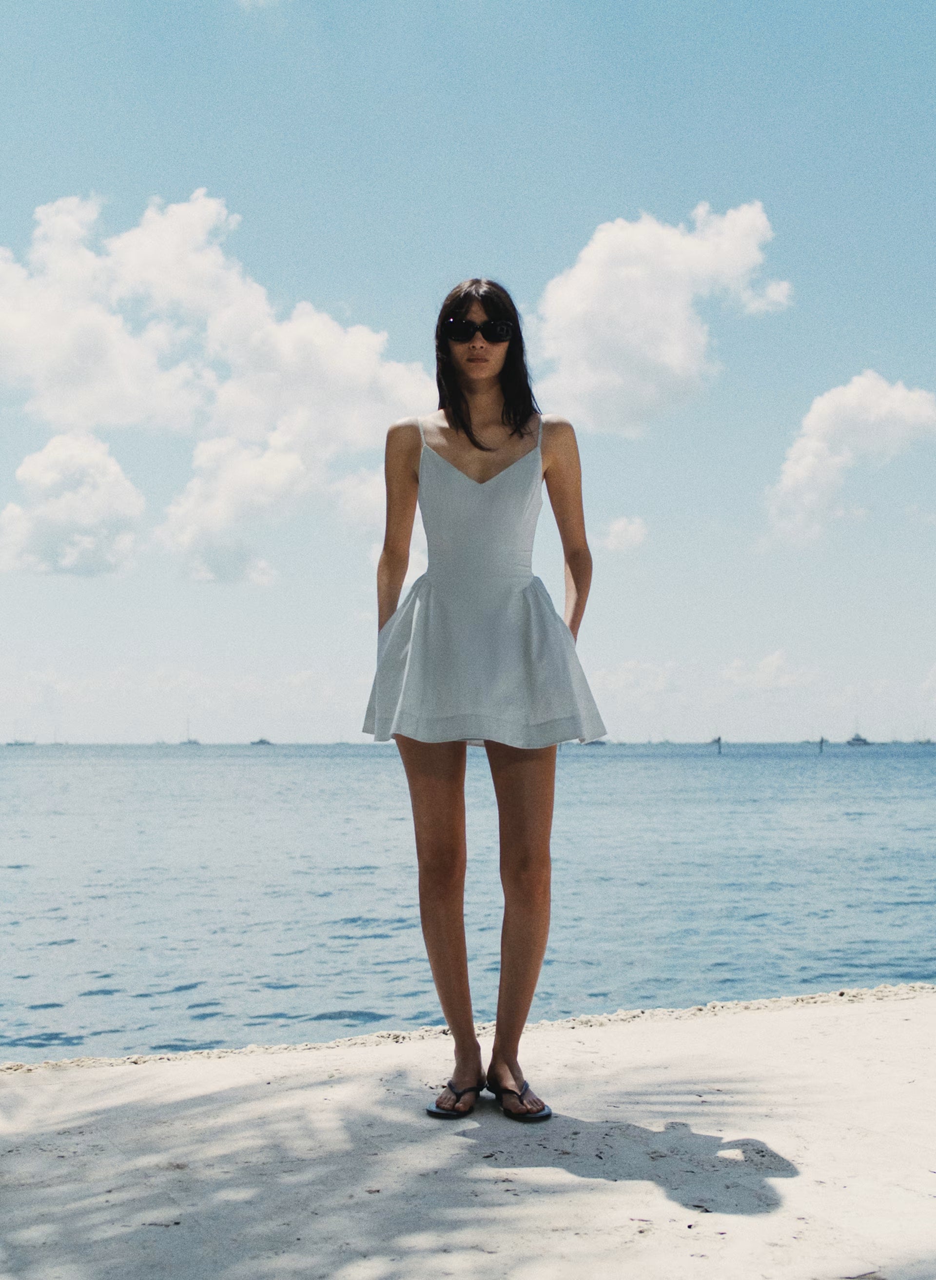Technique Poplin Mini Cami Dress - INGRD STRP ADMRL/WHT