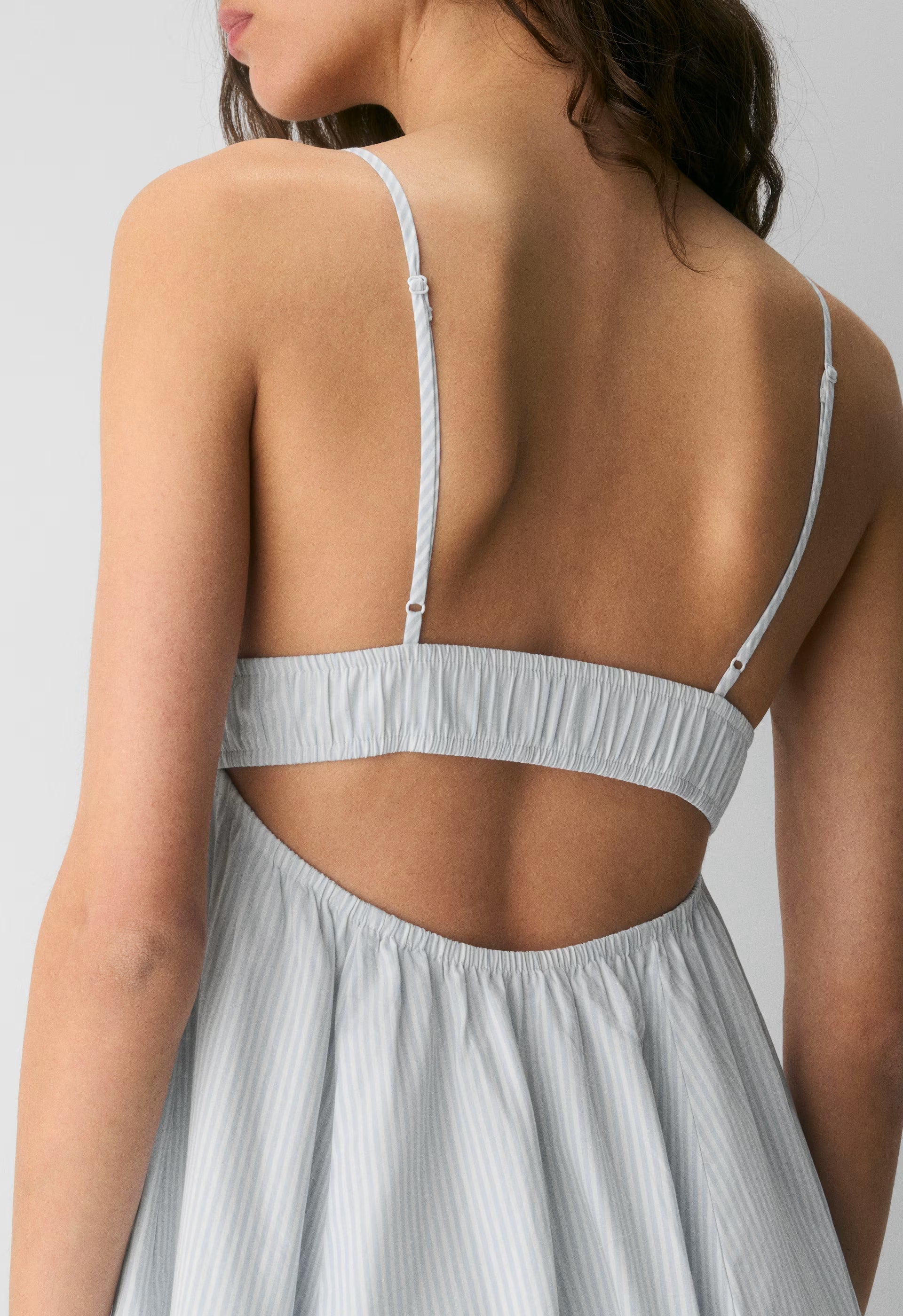 Encourage Poplin Cami Dress - CRMN STRP DEW BL/WHT