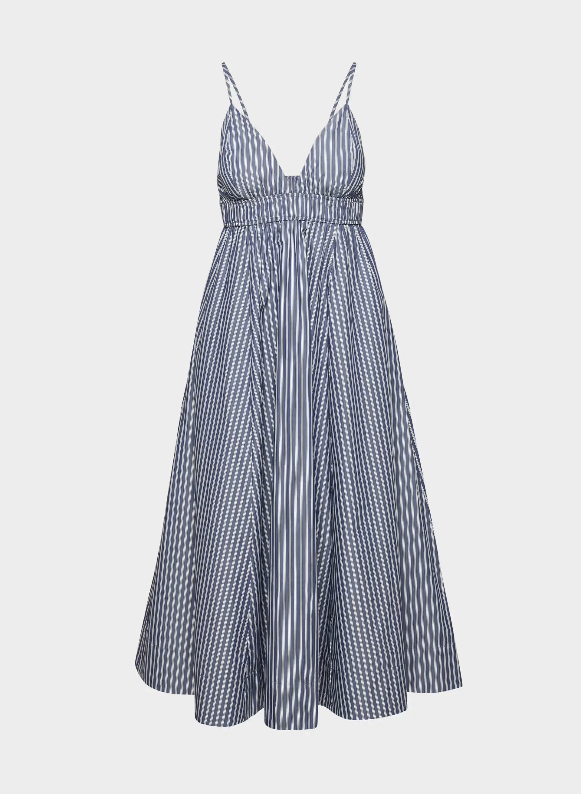 Encourage Poplin Cami Dress - ASTIN STRP B BL/BR WH