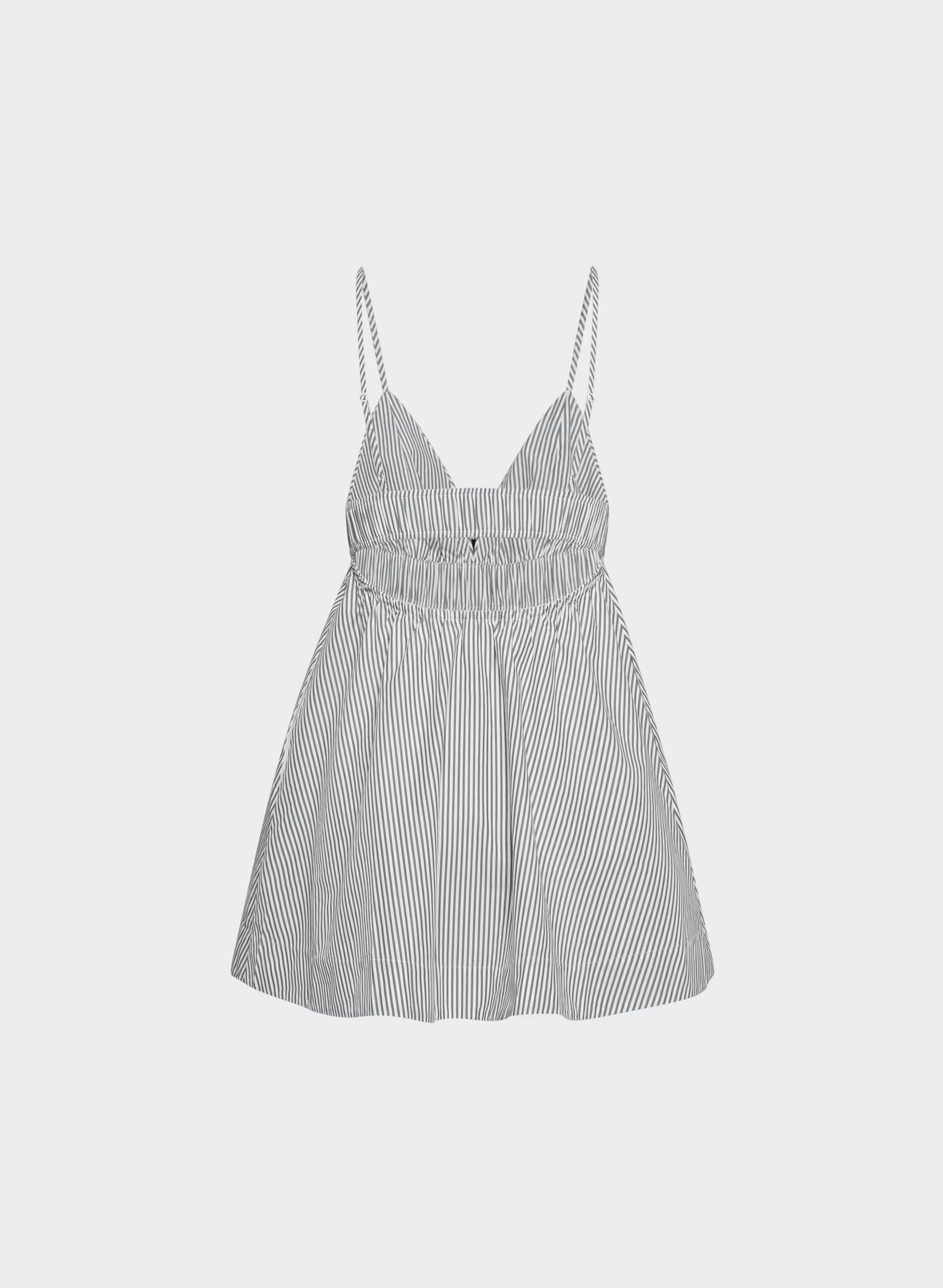 Encourage Poplin Mini Cami Dress - CRMN STRP WT/VNTG NVY