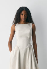 Tina Poplin Dress - METROPOLIS BEIGE