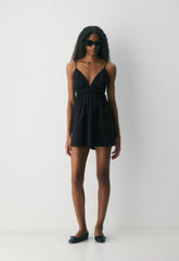 Encourage Poplin Mini Cami Dress - BLACK