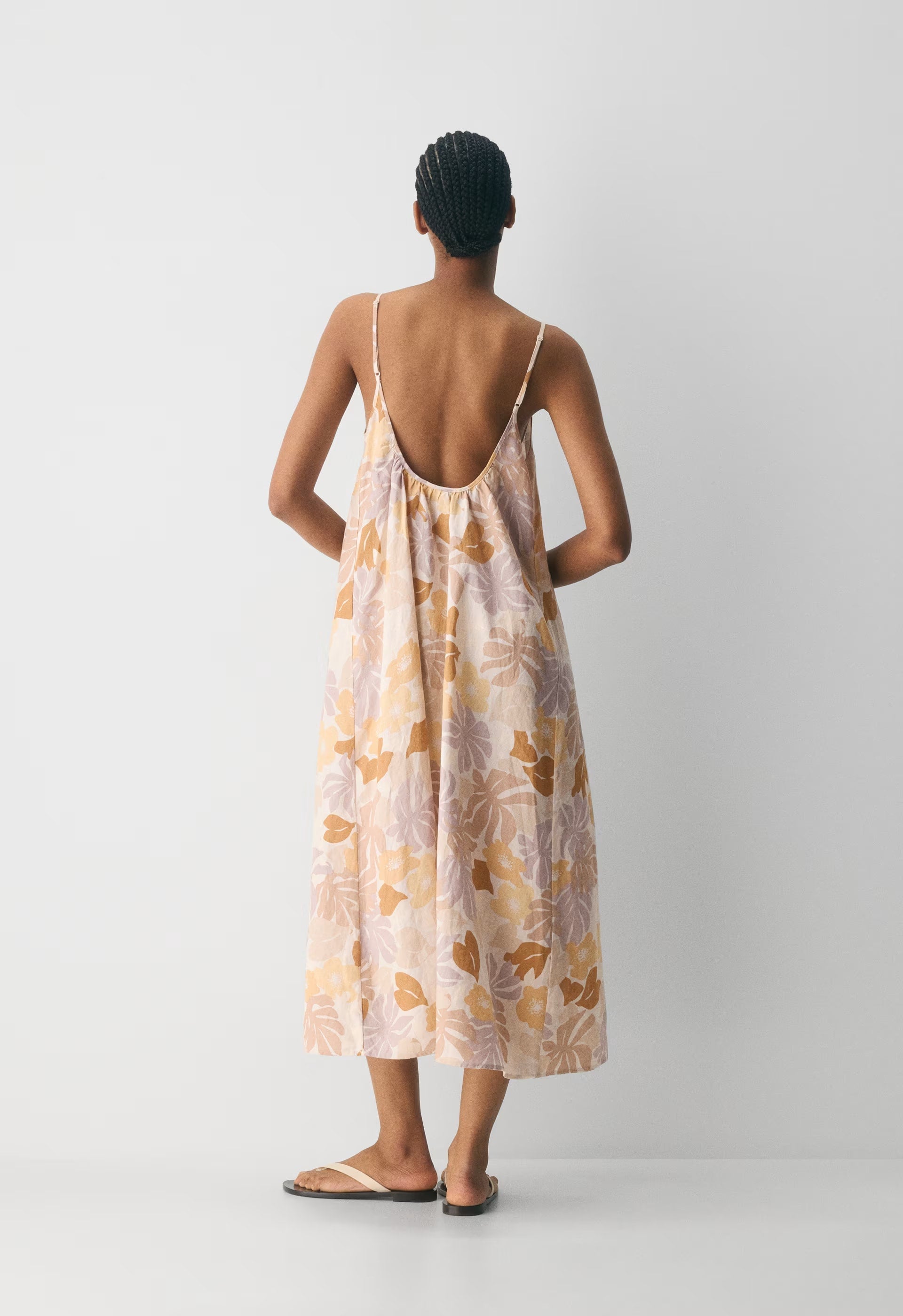 Wellbeing Linen Dress - BARE ROSE/ YELLOW