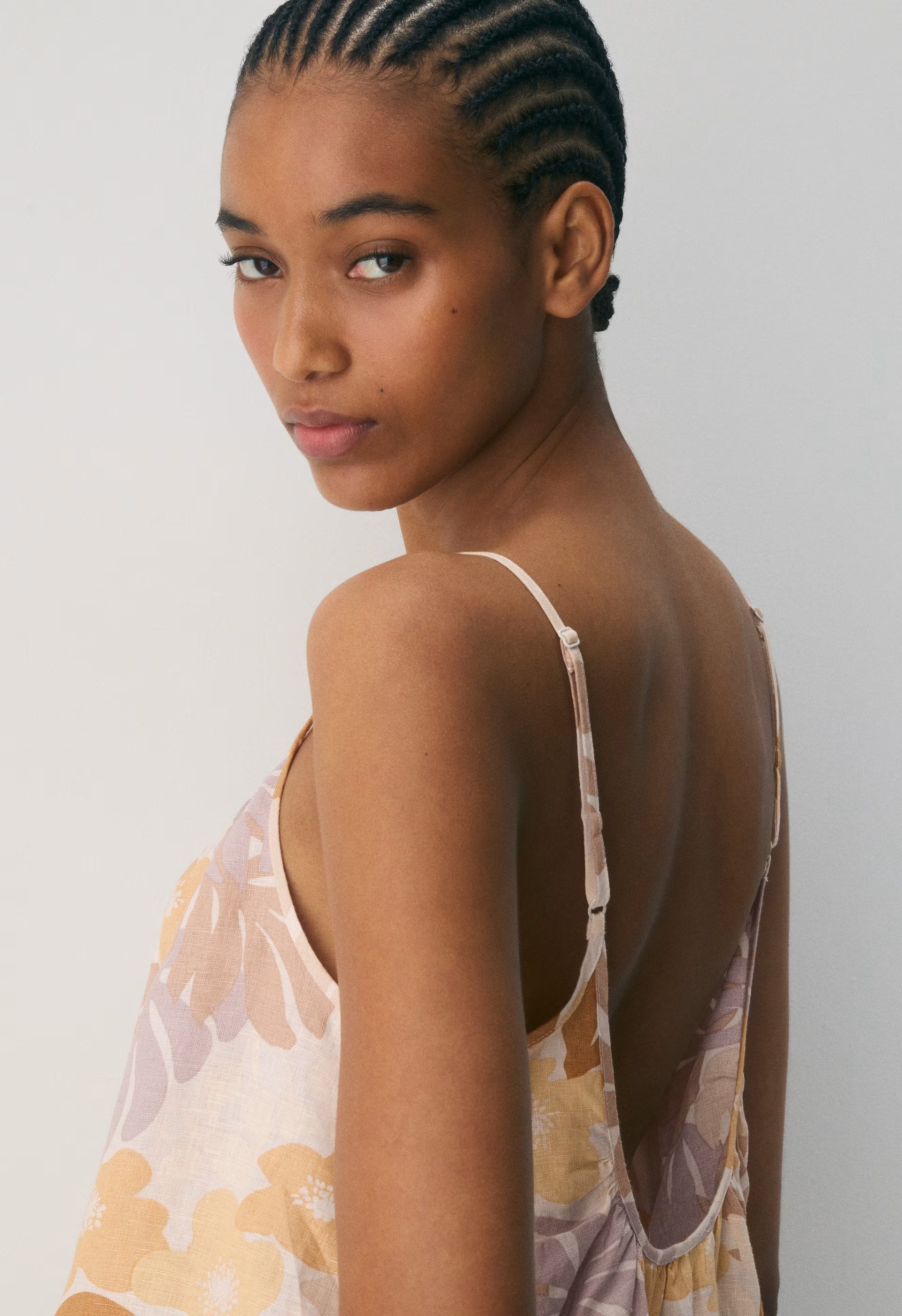 Wellbeing Linen Dress - BARE ROSE/ YELLOW