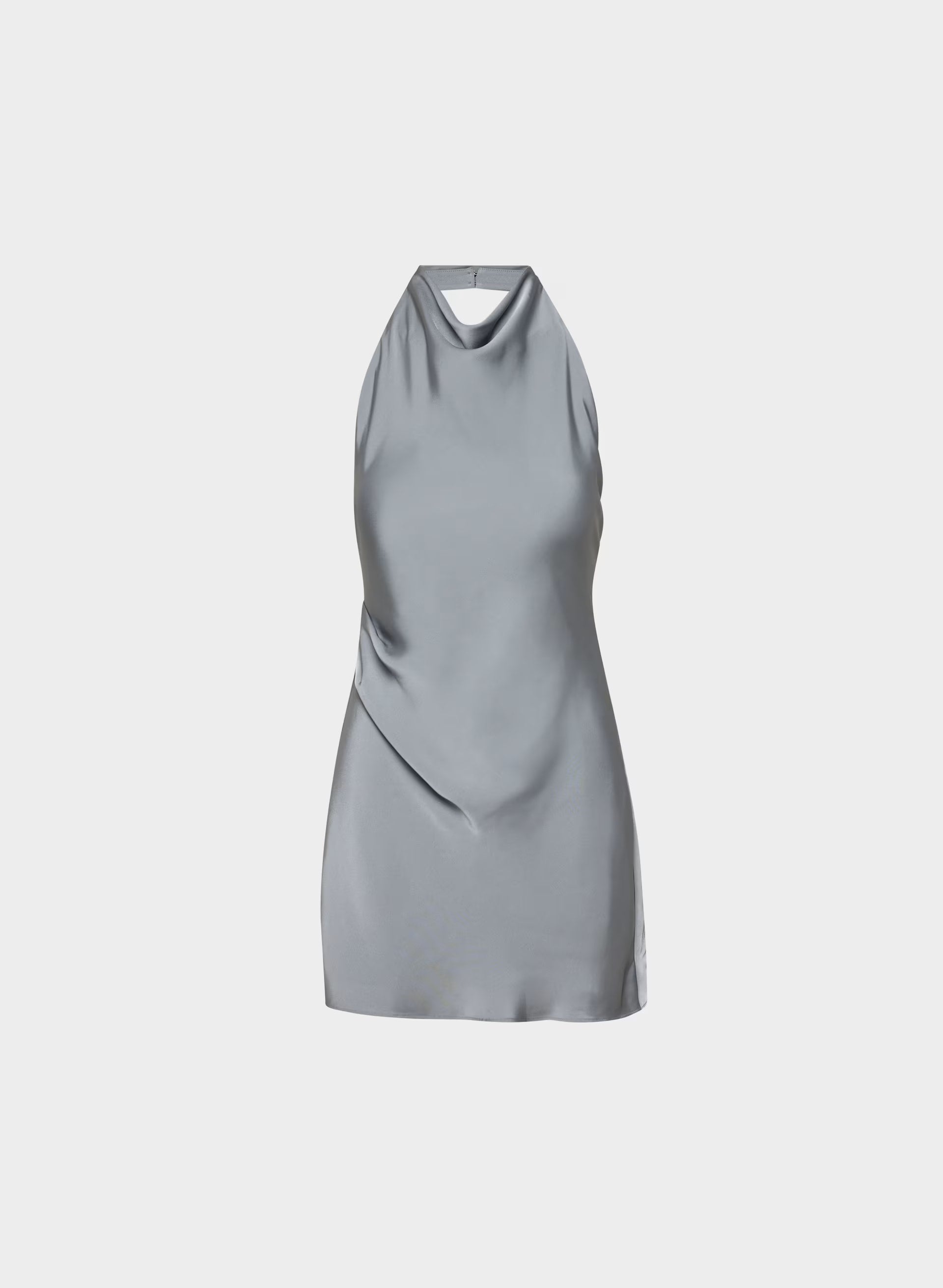 Audience Satin Mini Halter Dress - RIVERSTONE GREY
