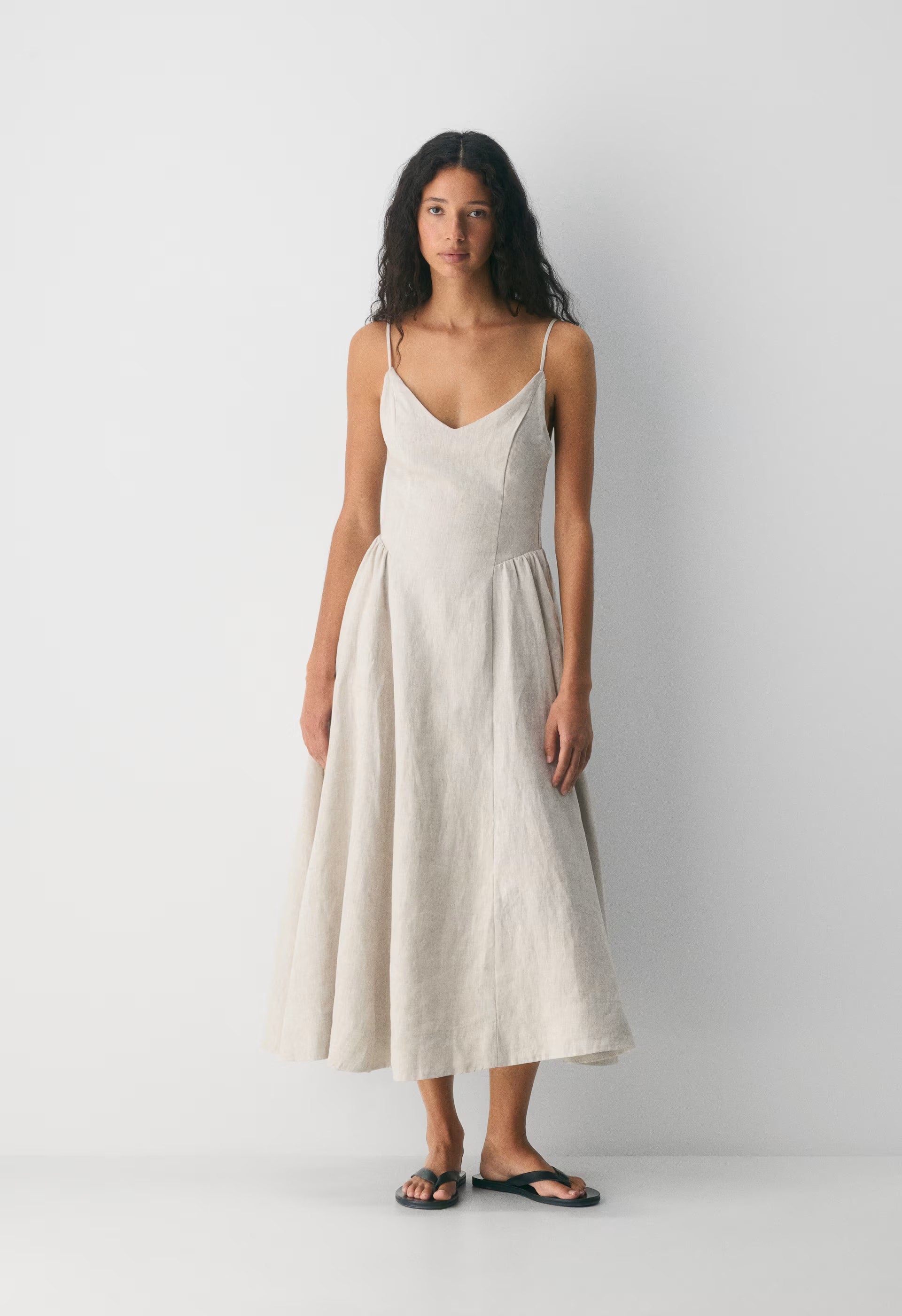 Technique Linen Dress - BRD STP NTL ECR/WHT