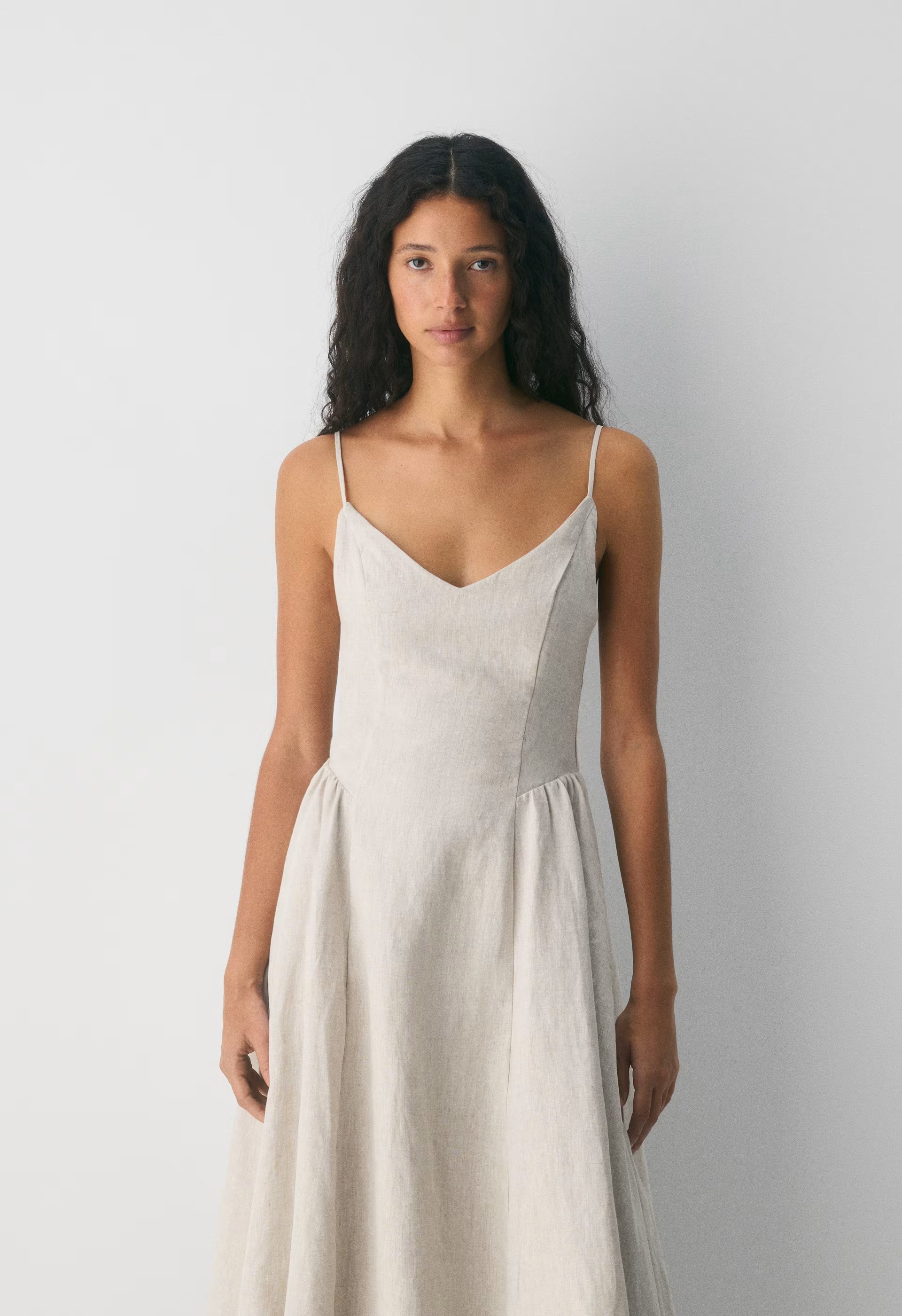 Technique Linen Dress - LIGHT BIRCH