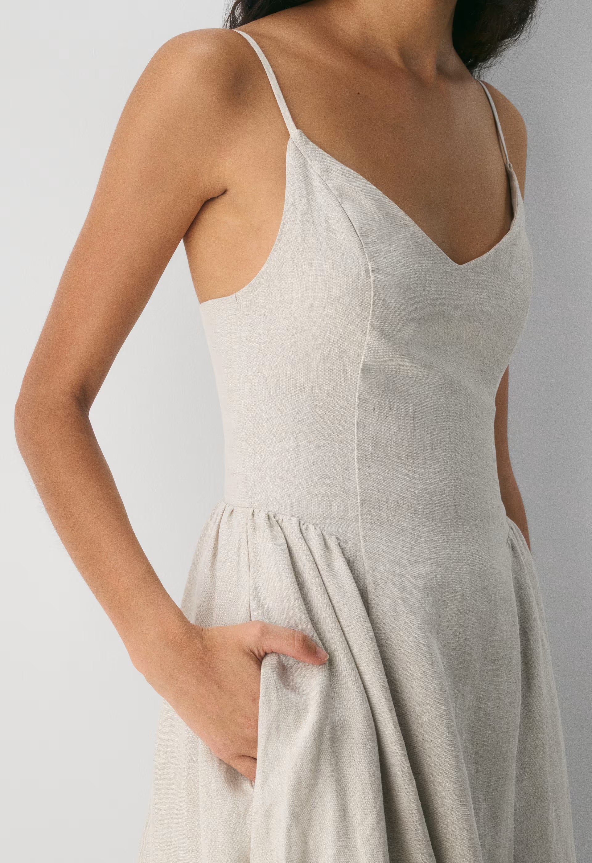 Technique Linen Dress - LIGHT BIRCH