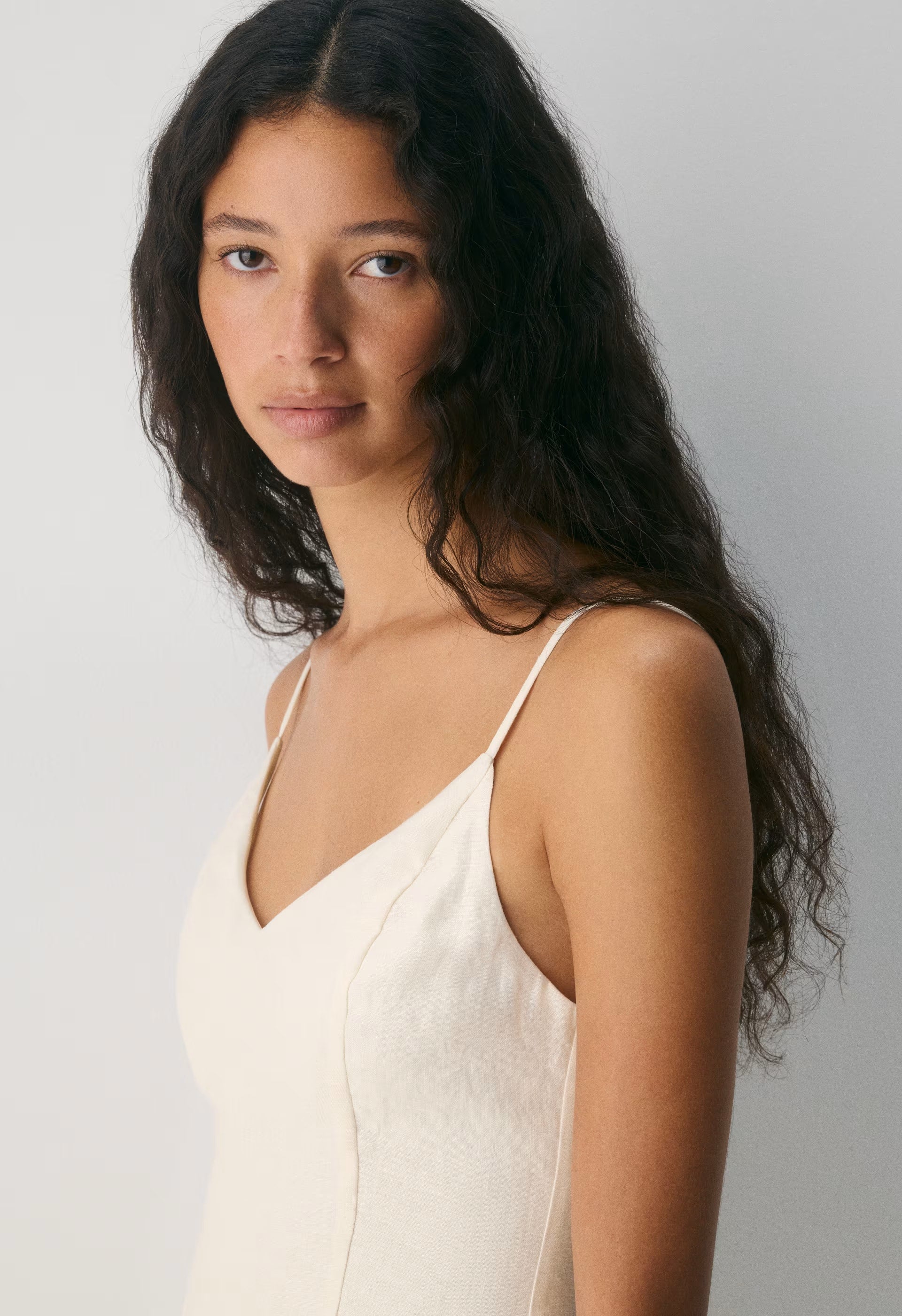 Technique Linen Mini Dress - LIGHT BIRCH