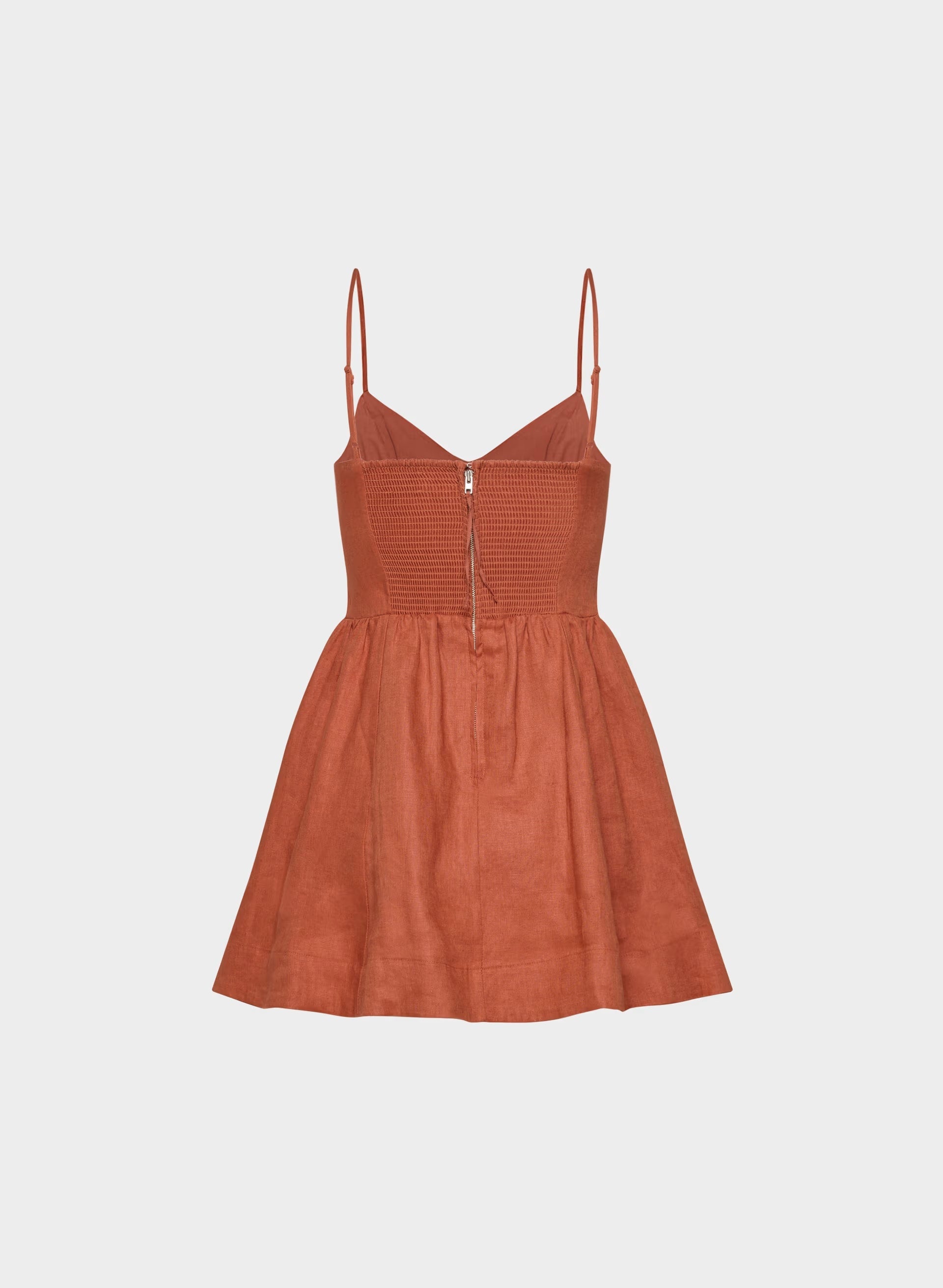 Technique Linen Mini Dress - MARINER TERRACOTTA