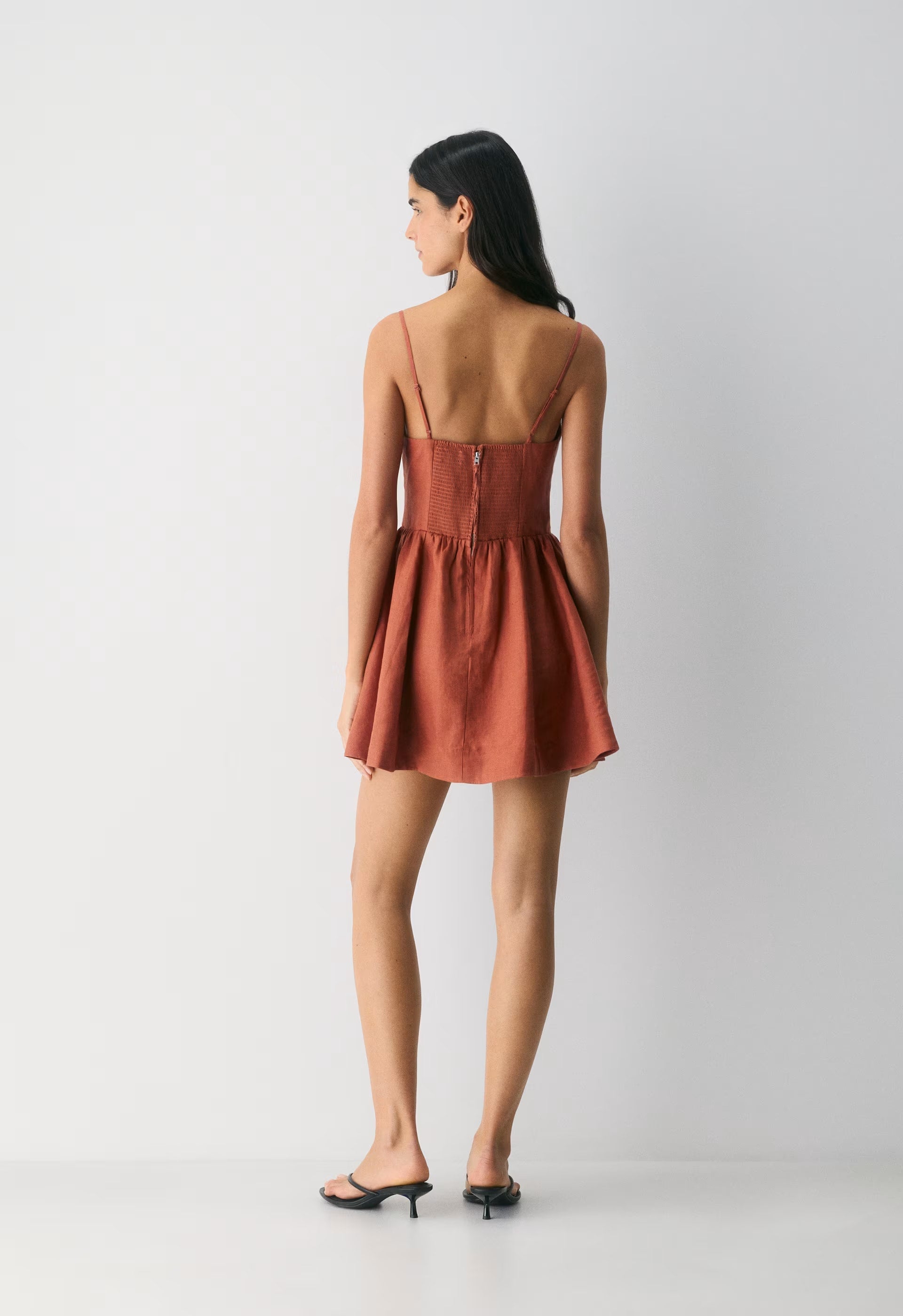 Technique Linen Mini Dress - MARINER TERRACOTTA