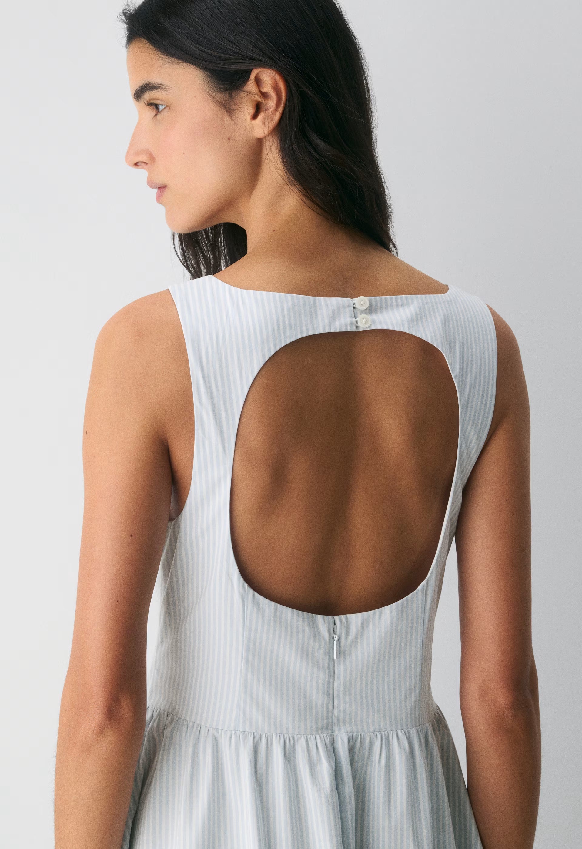 Tina Poplin Dress - CRMN STRP DEW BL/WHT