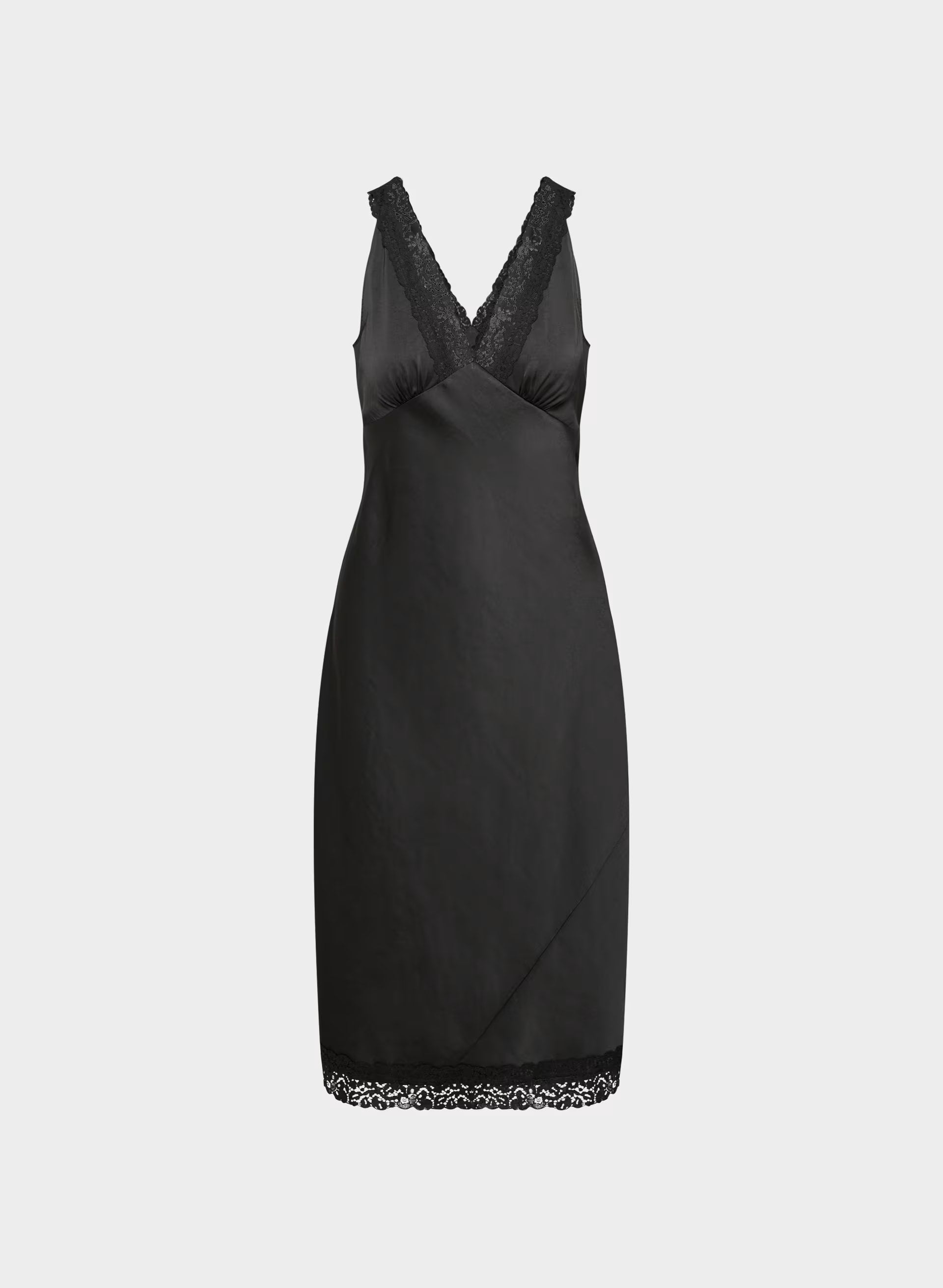 Daisychain Satin Dress - BLACK/BLACK