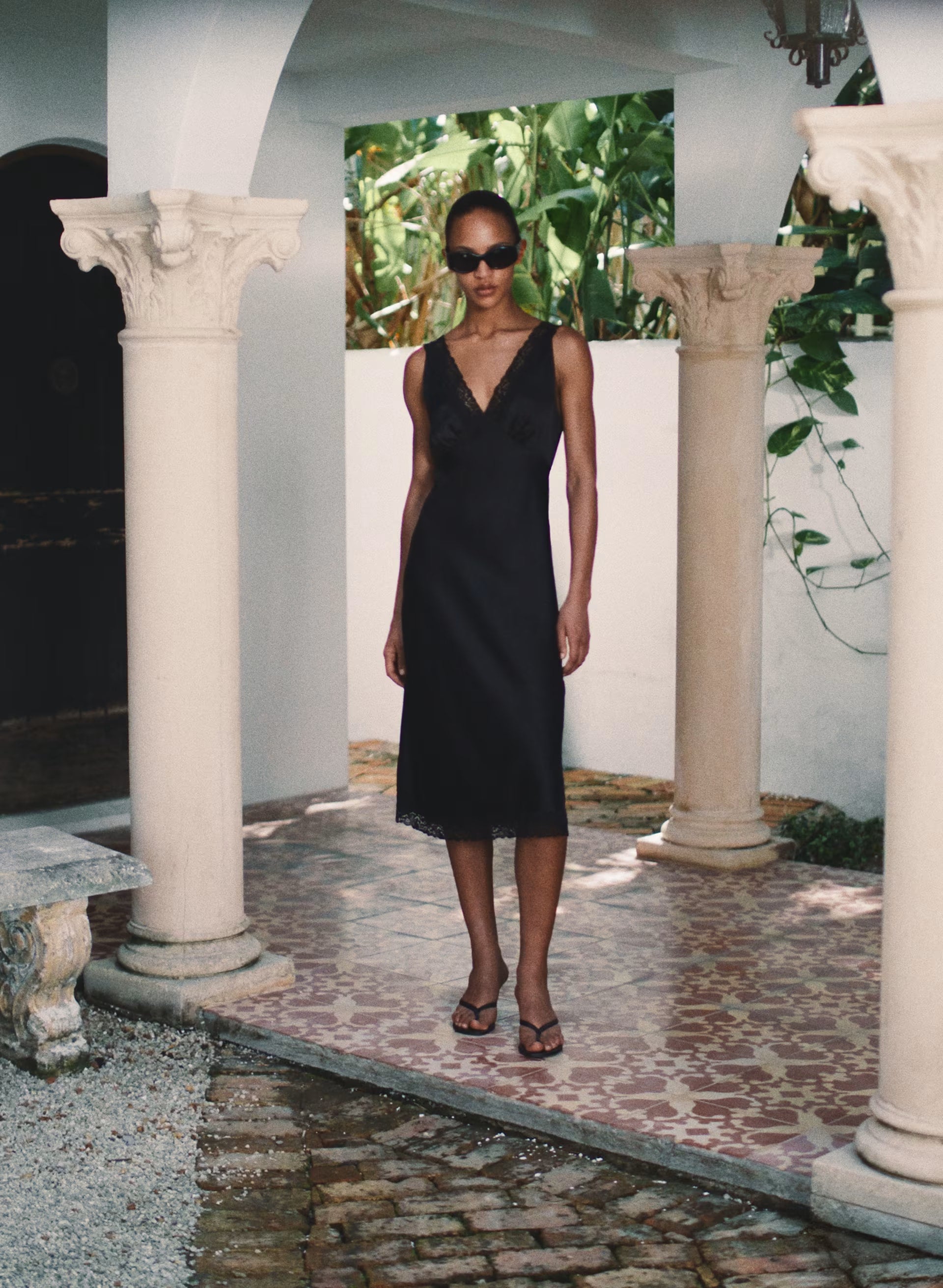 Daisychain Satin Dress - BLACK/BLACK