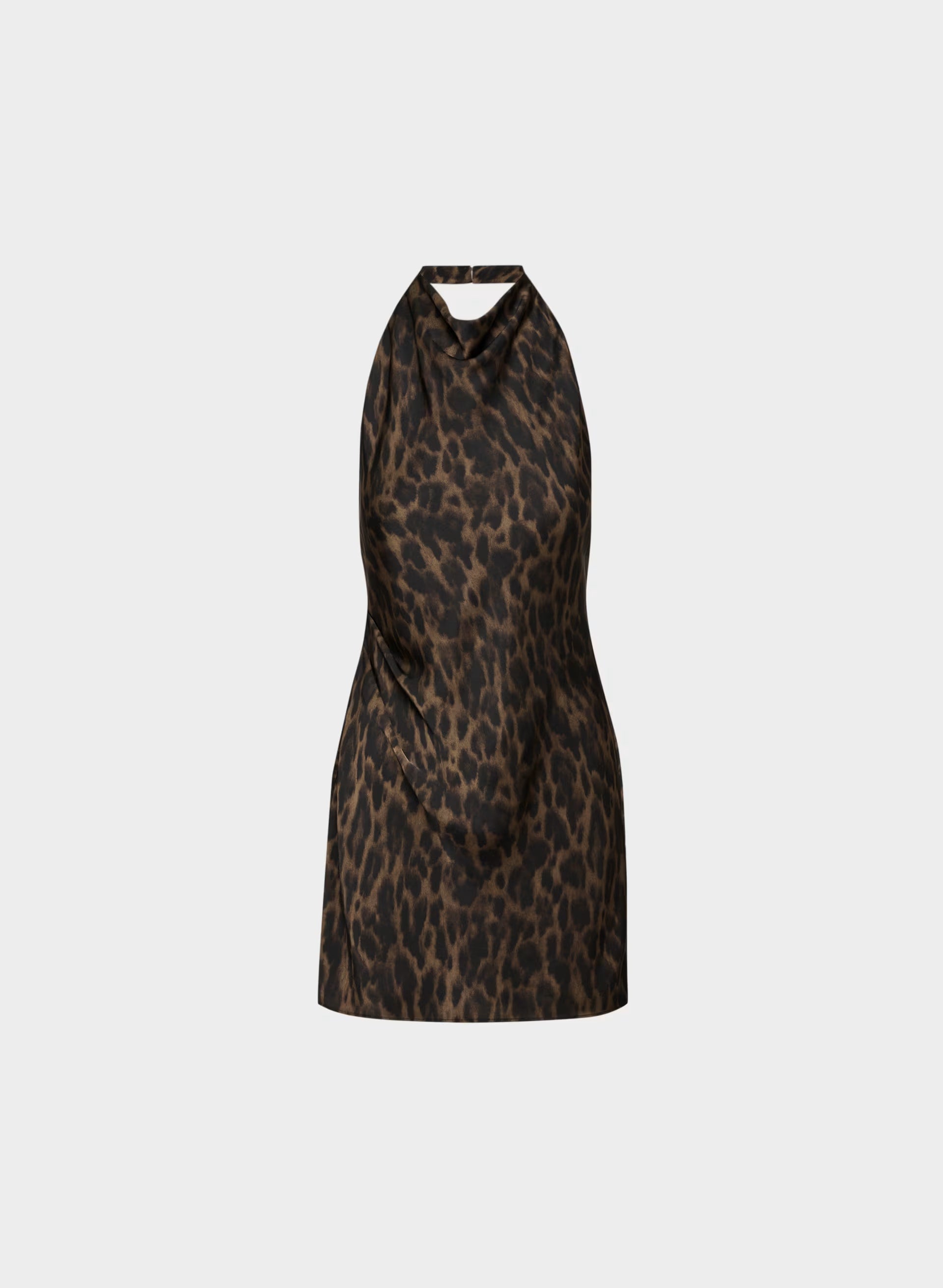 Audience Satin Mini Halter Dress - CELLO BROWN /BLACK