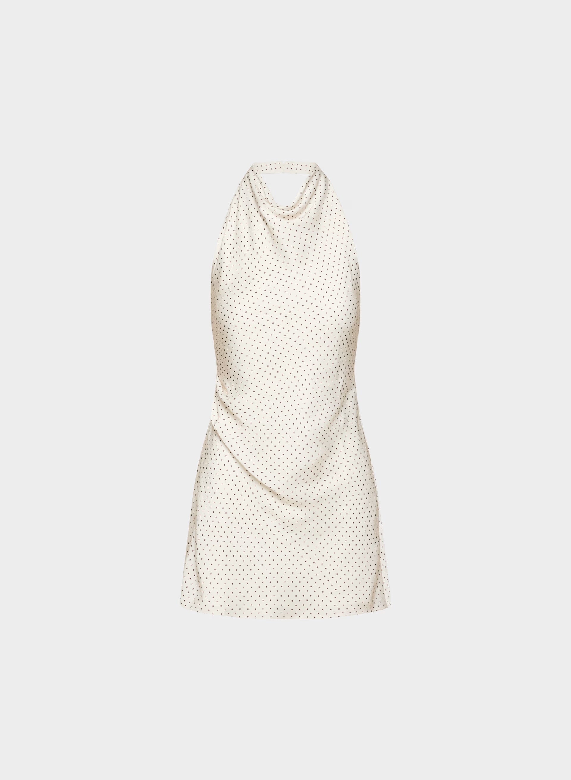 Audience Satin Mini Halter Dress - BIRCH/ RCH M BRWN