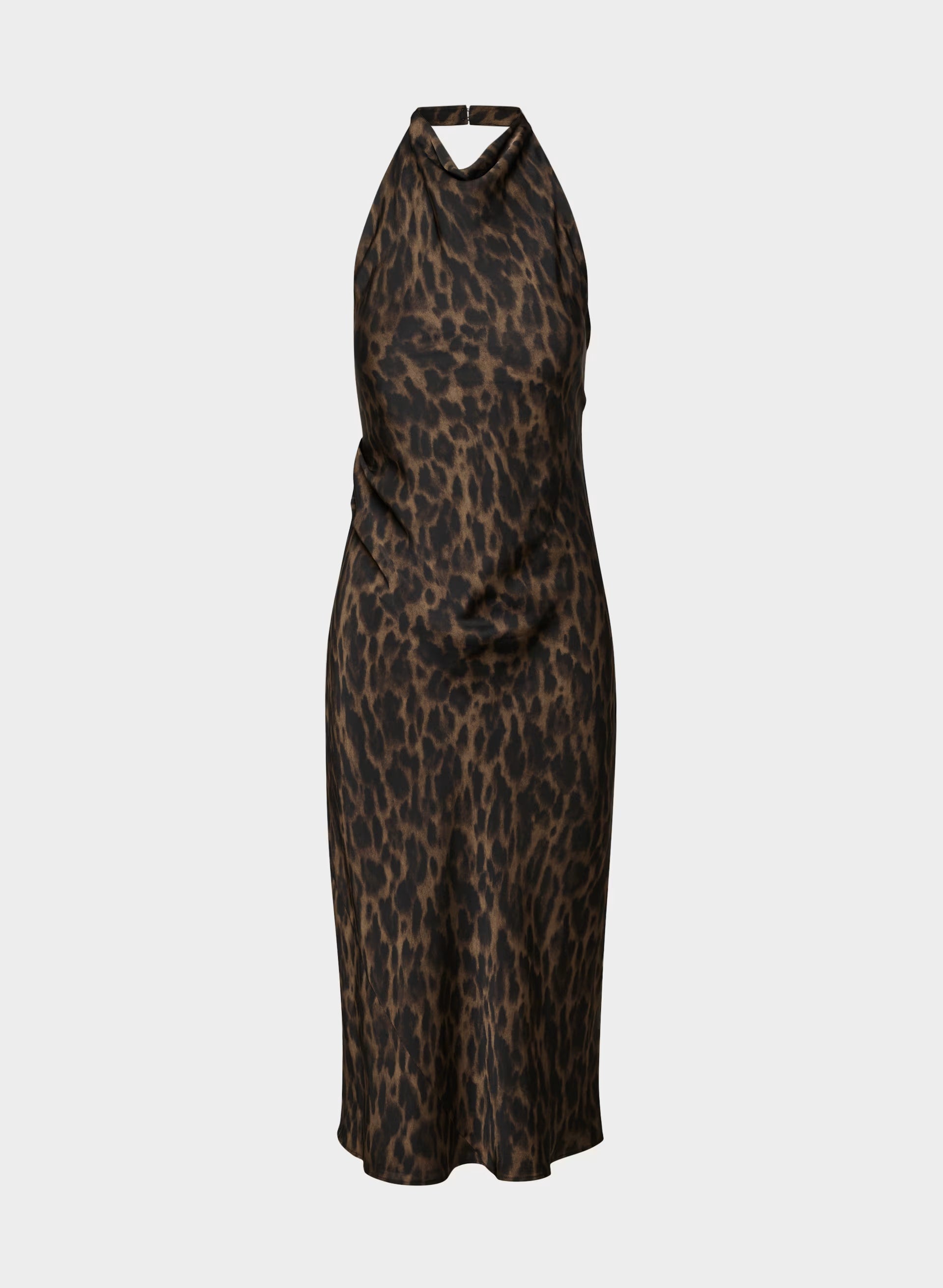 Audience Satin Maxi Halter Dress - CELLO BROWN /BLACK