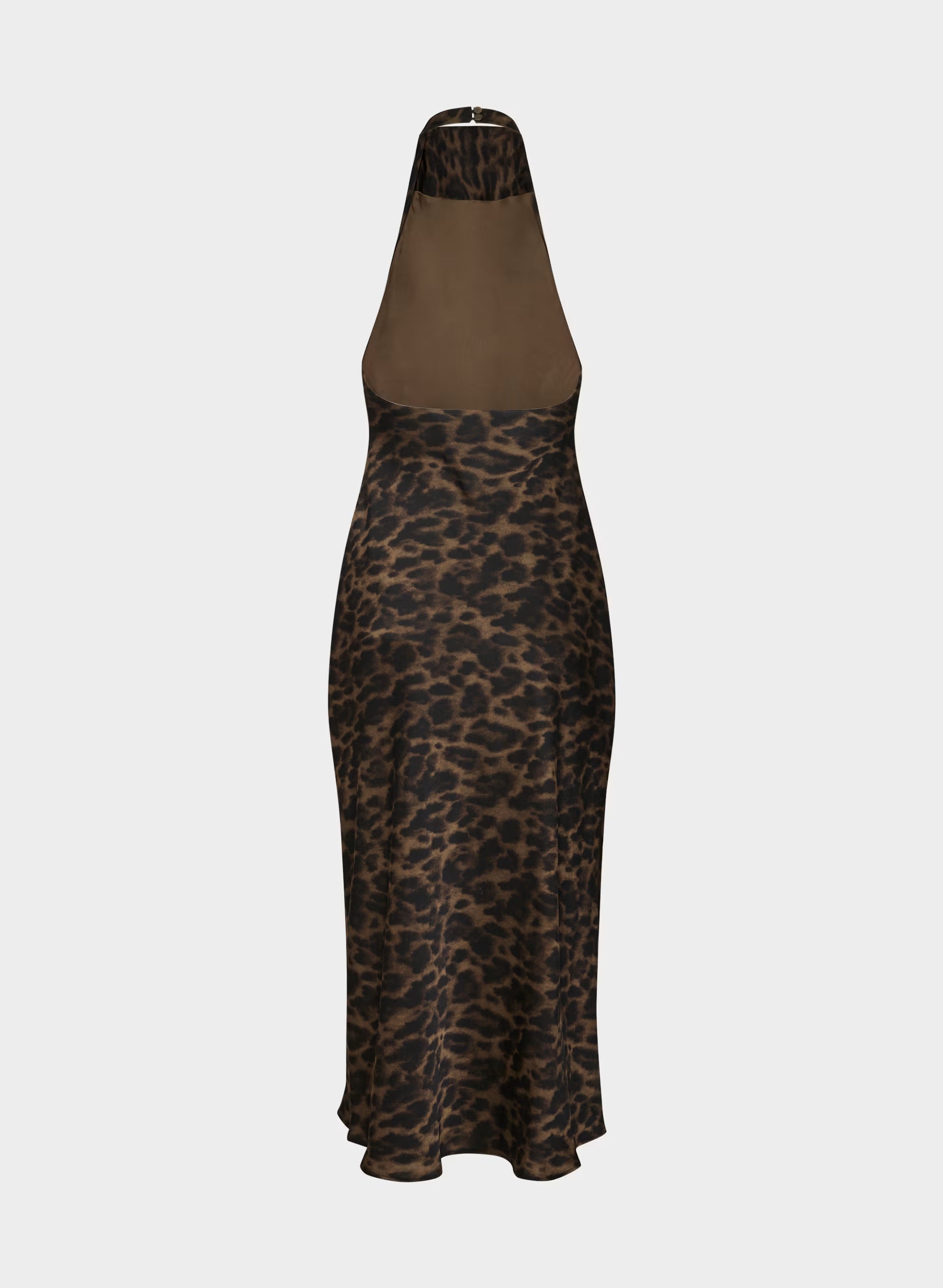 Audience Satin Maxi Halter Dress - CELLO BROWN /BLACK