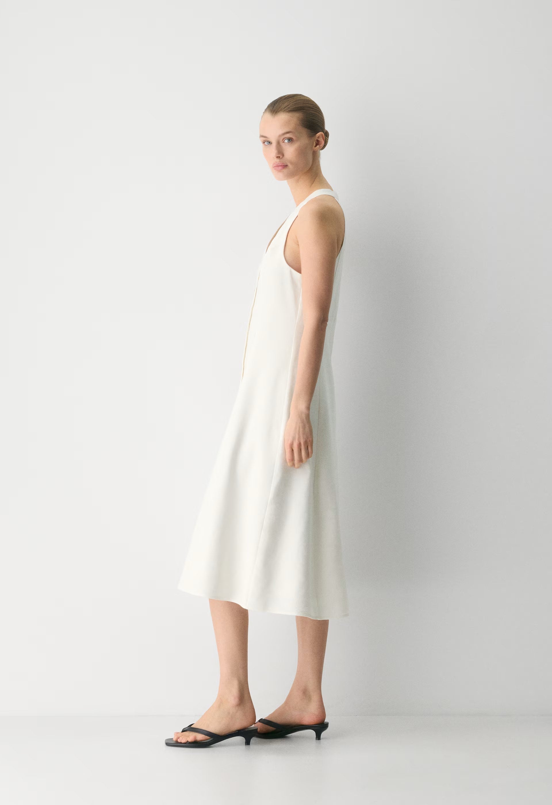 Ventura Linen Halter Dress - LIGHT BIRCH