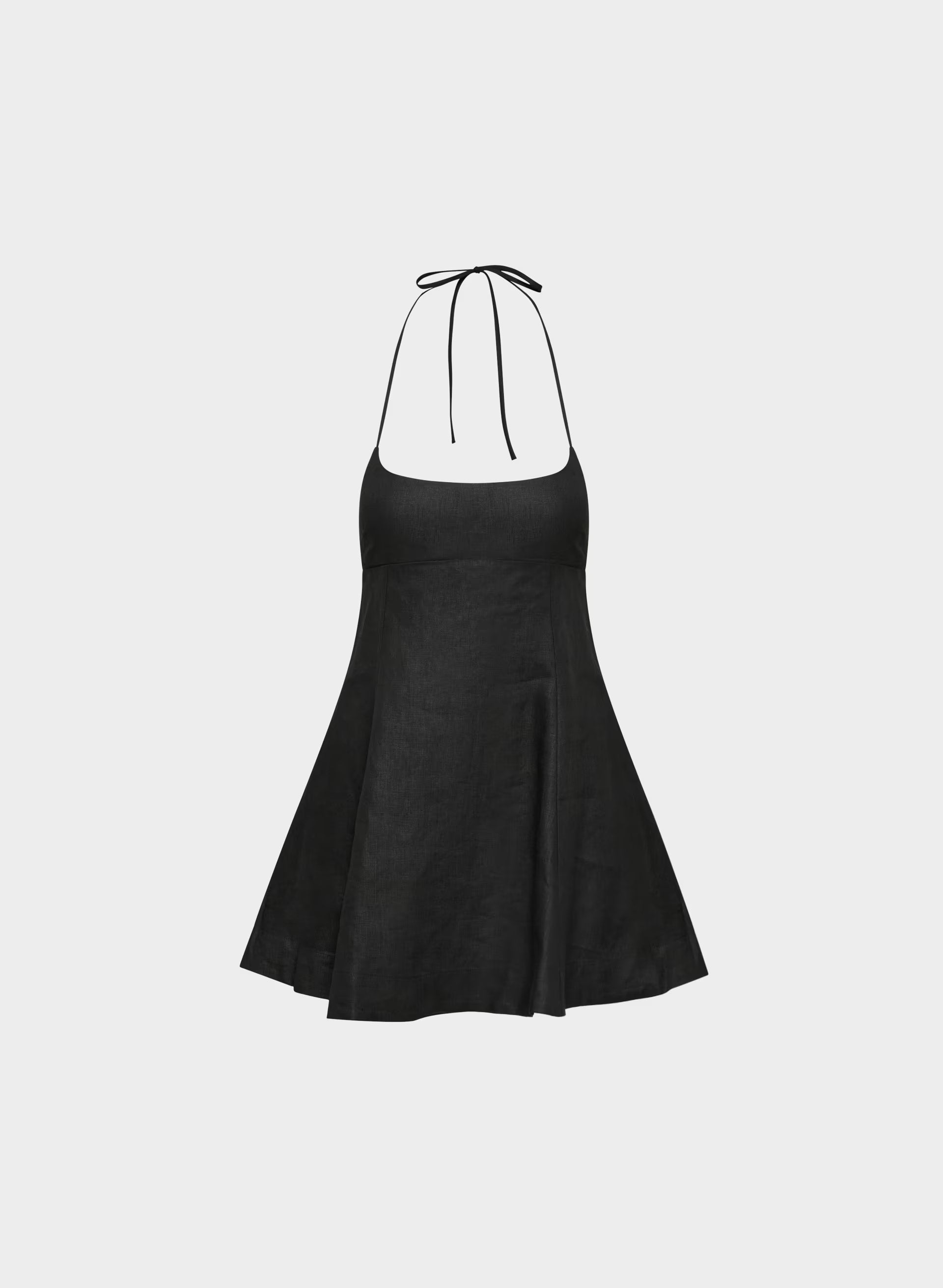 Abundance Linen Halter Dress - BLACK