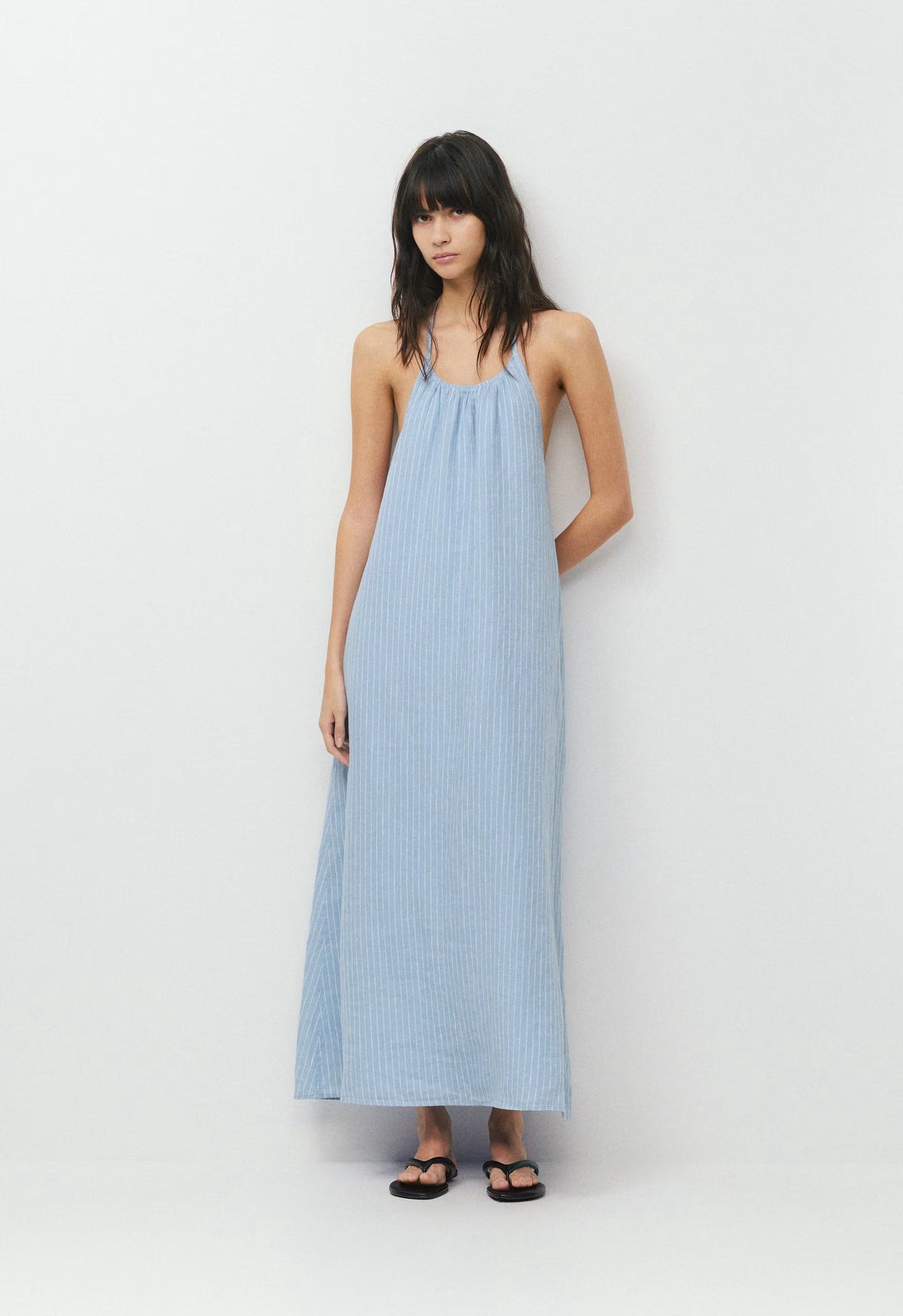 Sunpost Linen Halter Dress - MITCHELL ST CNFWR B/W