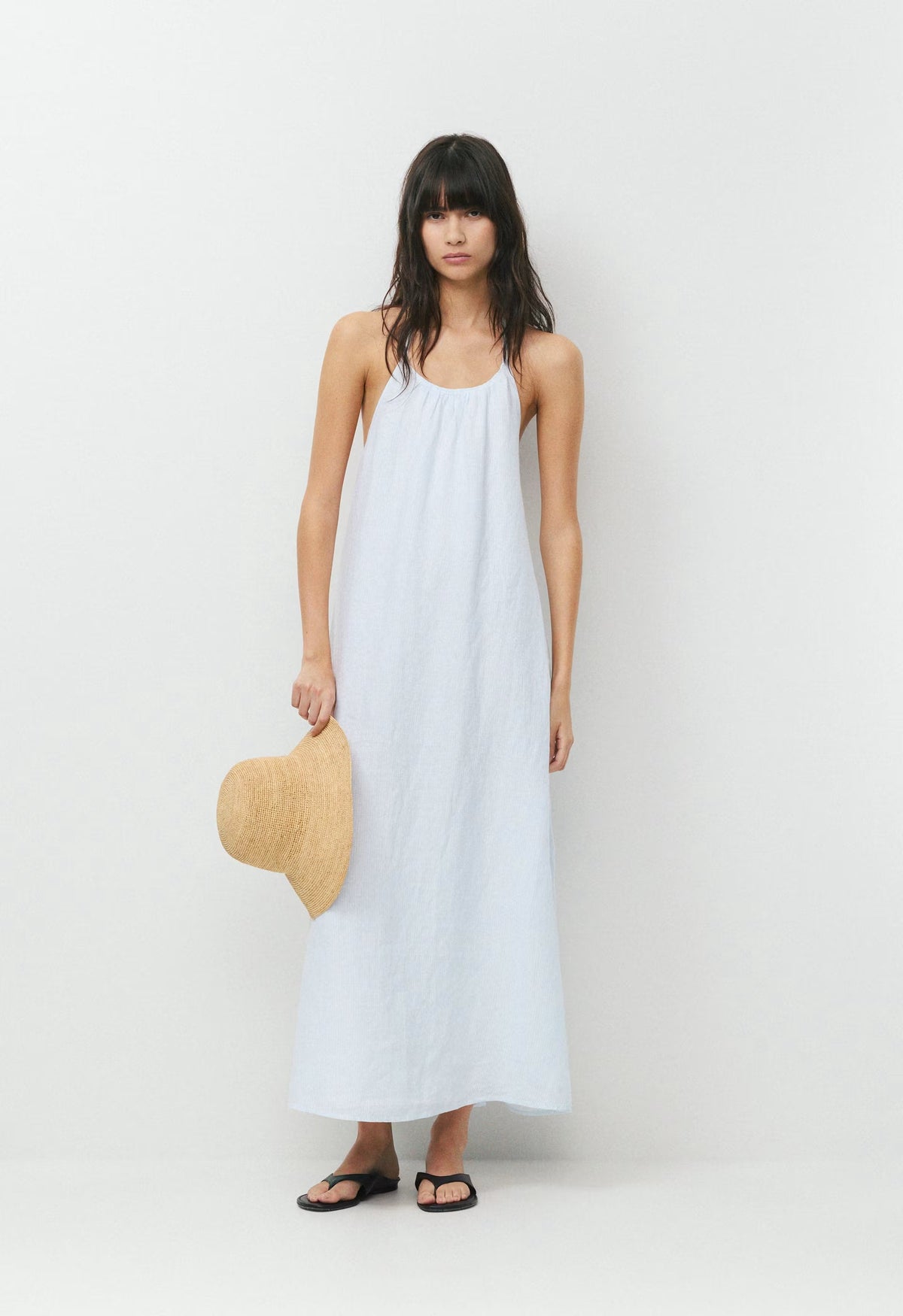 Sunpost Linen Halter Dress - VLABLU/BRGTWHT