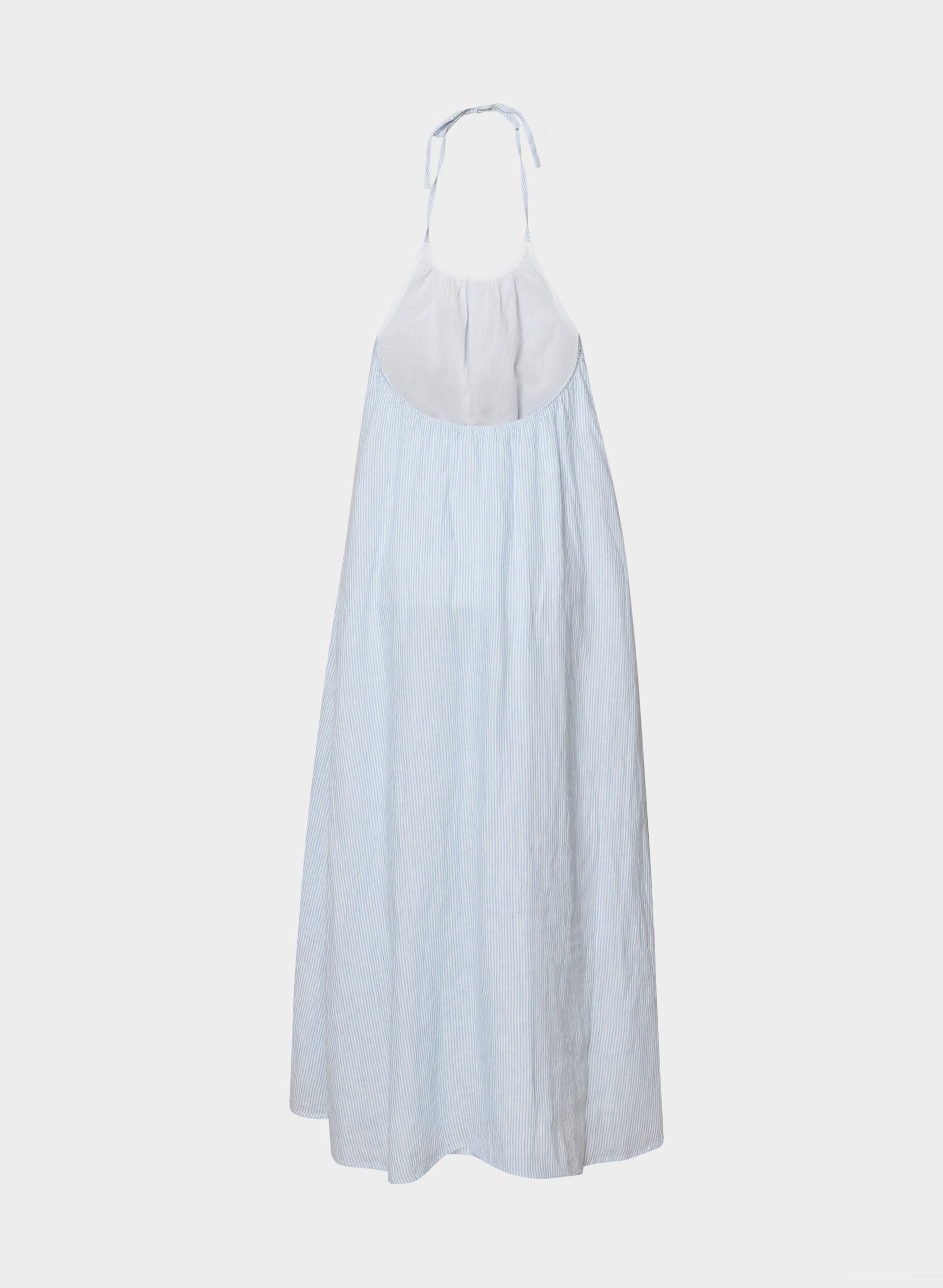 Sunpost Linen Halter Dress - WLN STP WHT/CRNFLR BL