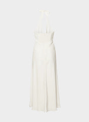Nightscape Satin Halter Dress - LIGHT BIRCH