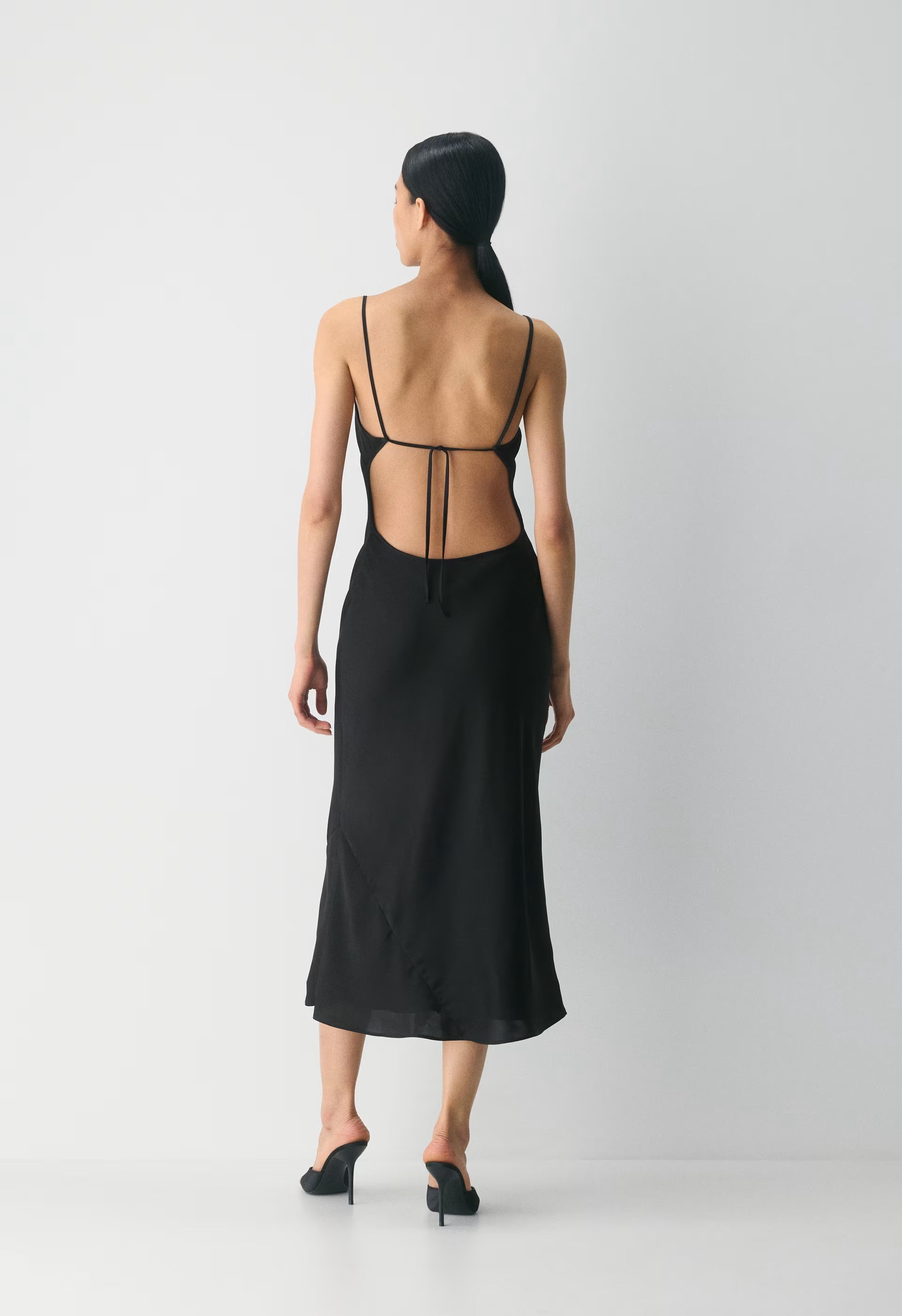 Duskfall Satin Dress - RICH MOCHA BROWN/BLACK