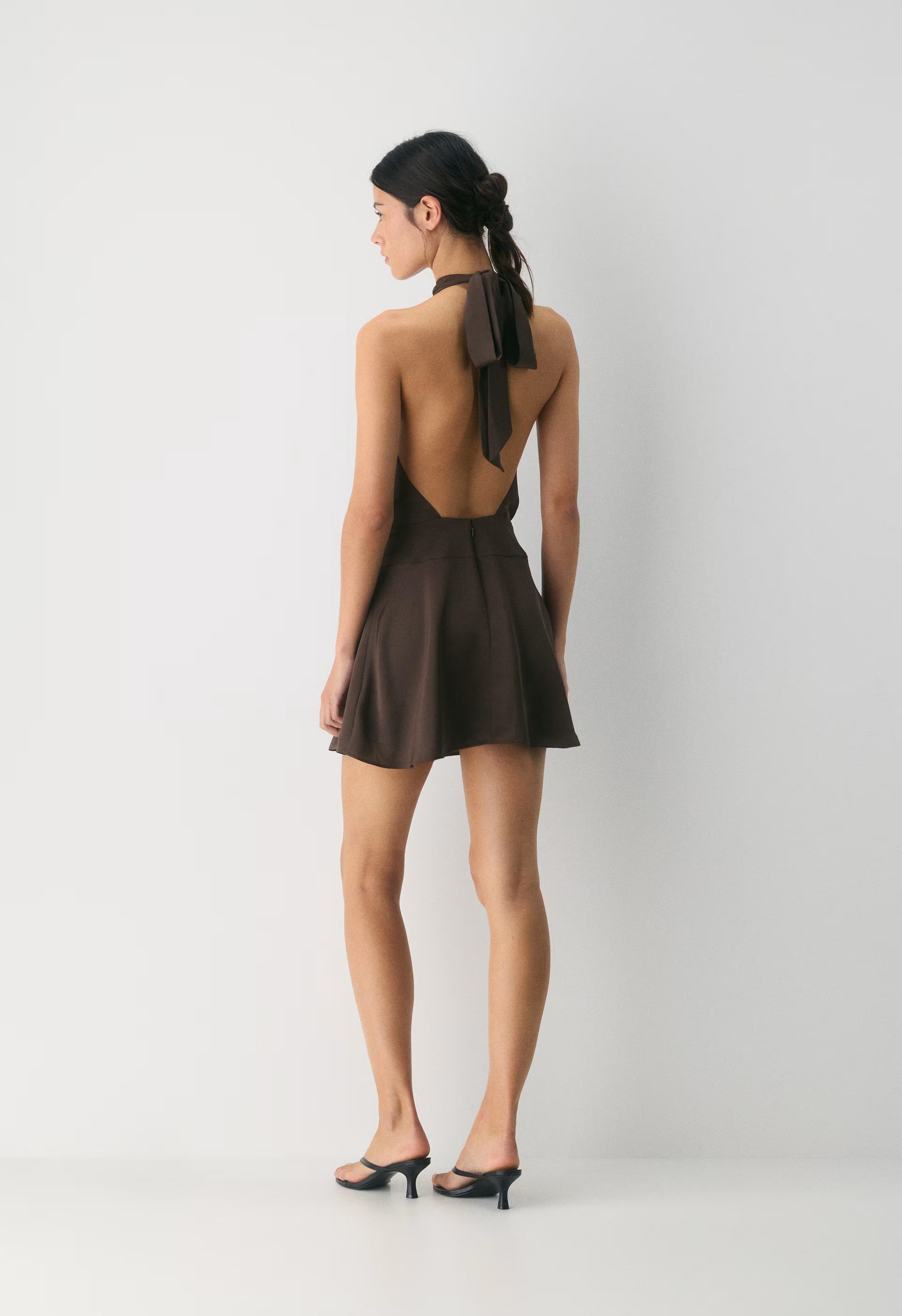 Posse Satin Dress - RICH MOCHA BROWN