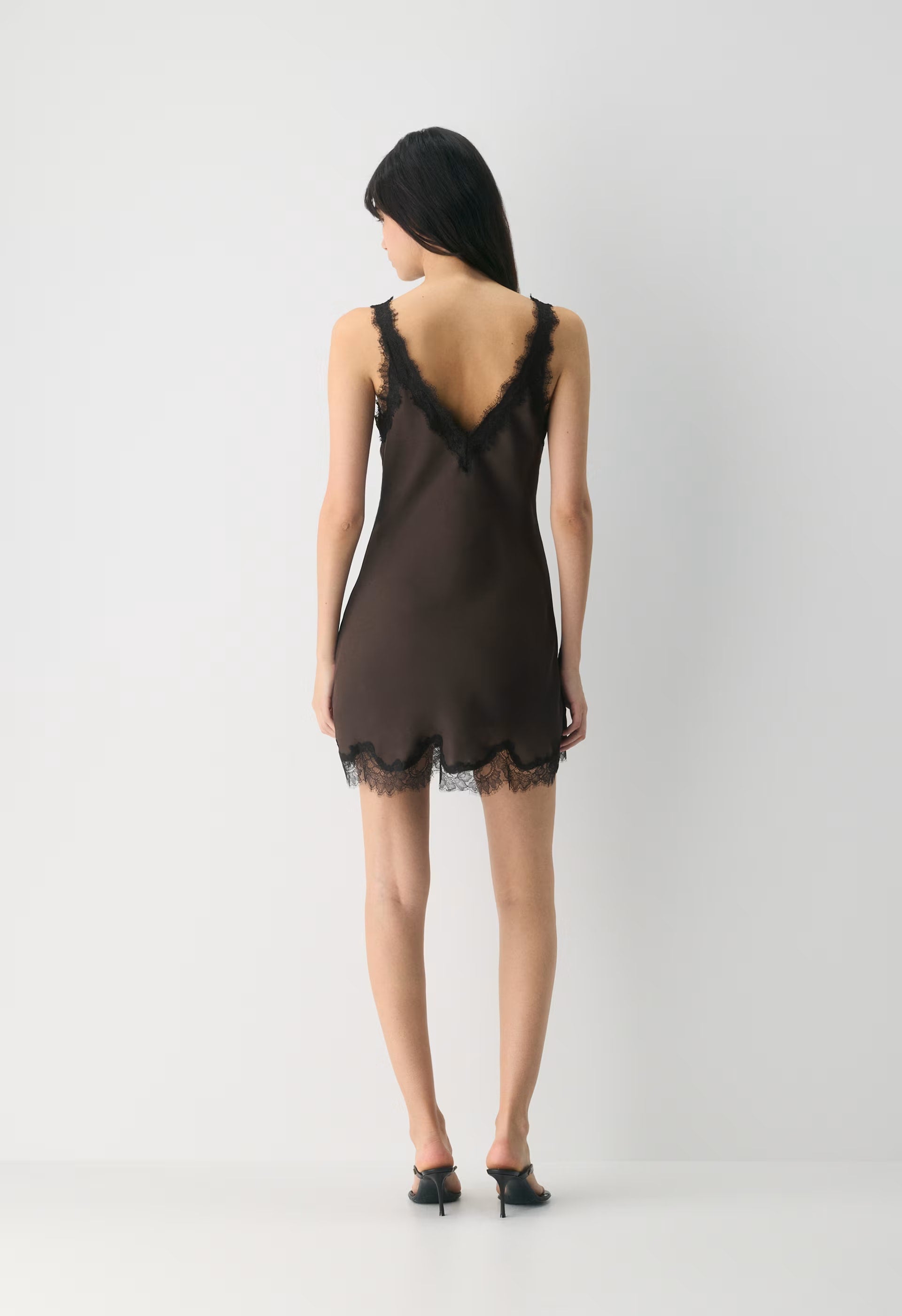 Suite Satin Dress - RICH MOCHA BROWN/BLACK